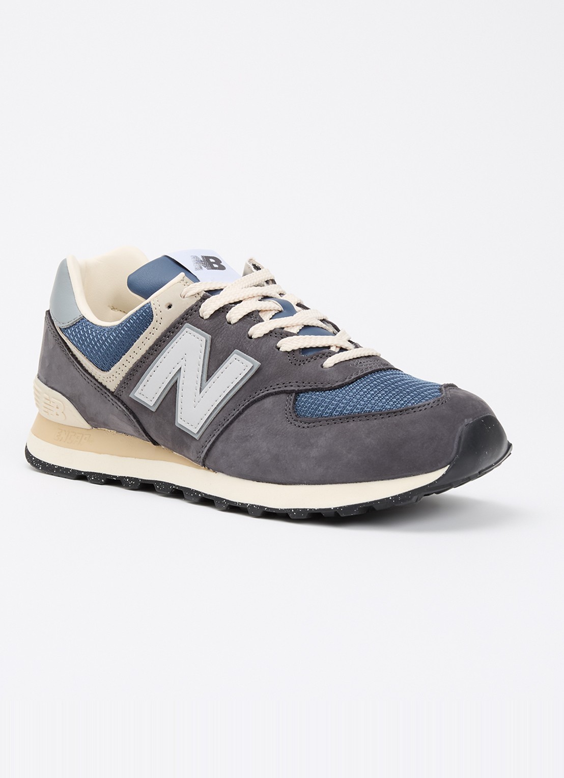 New Balance 574 sneaker van met suède en mesh details - voorkant indigo