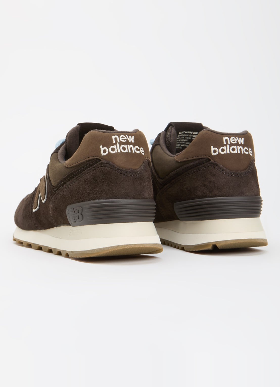 New Balance 574 sneaker van suède met logo - achterkant 3 donkerbruin