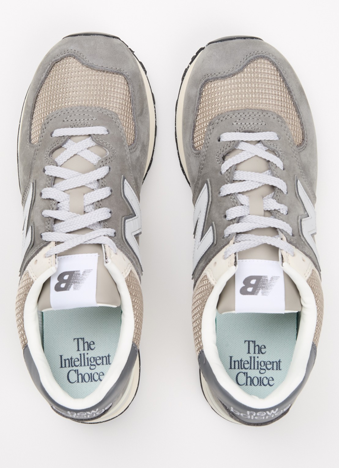 New Balance 574 sneaker van suède met mesh details - detail 5 grijs