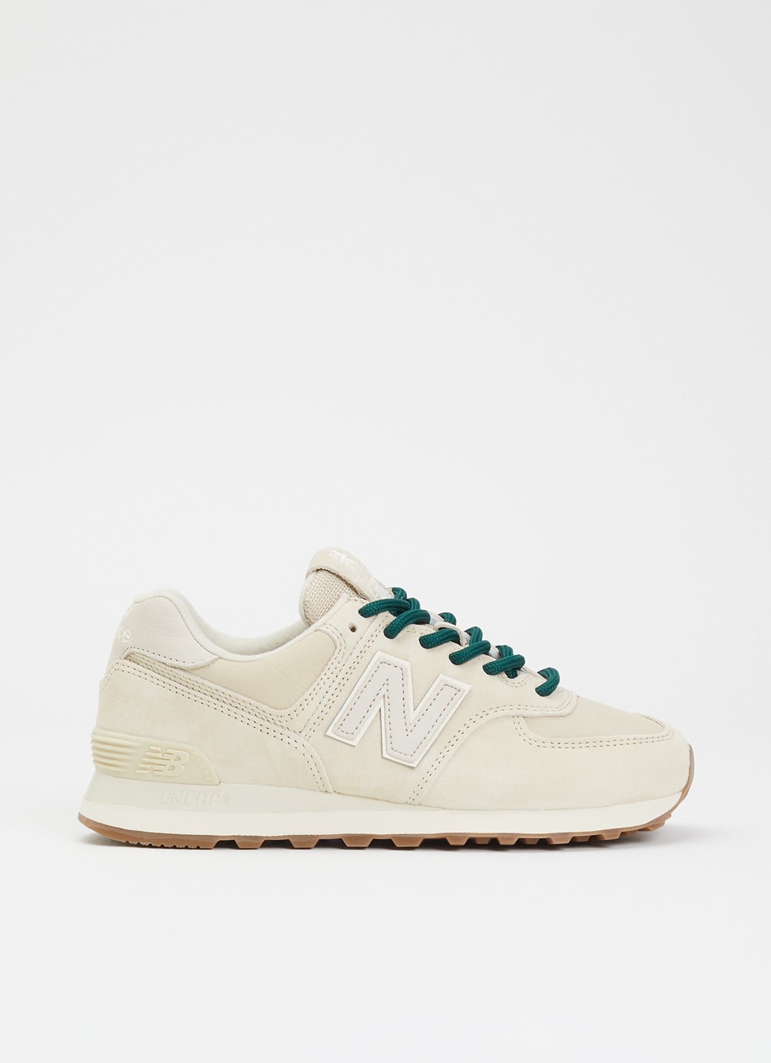 New Balance 574 sneaker van suède - voorkant 2 gebroken wit