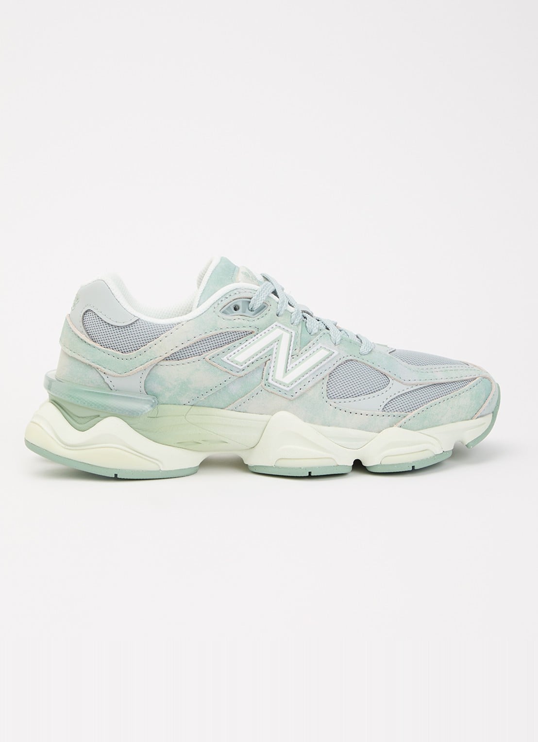 New Balance 9060 sneaker van mesh met logo - voorkant 5 lichtgroen