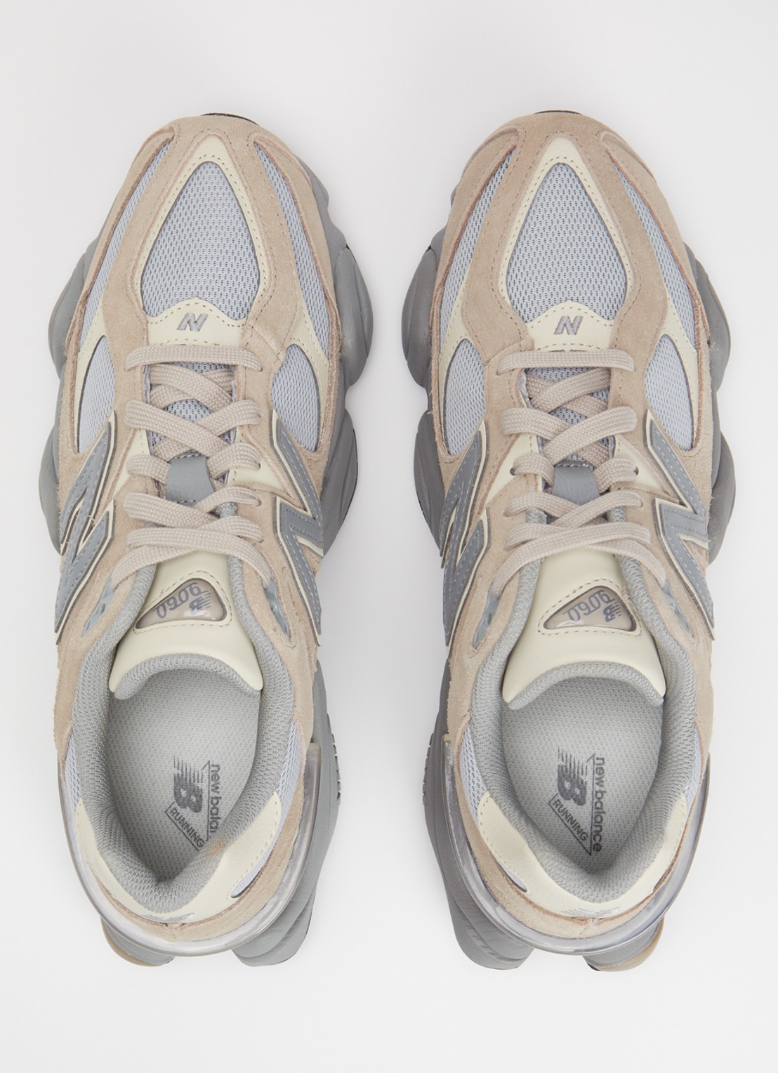 New Balance 9060 sneaker van mesh met suède details - detail 3 blauwgrijs