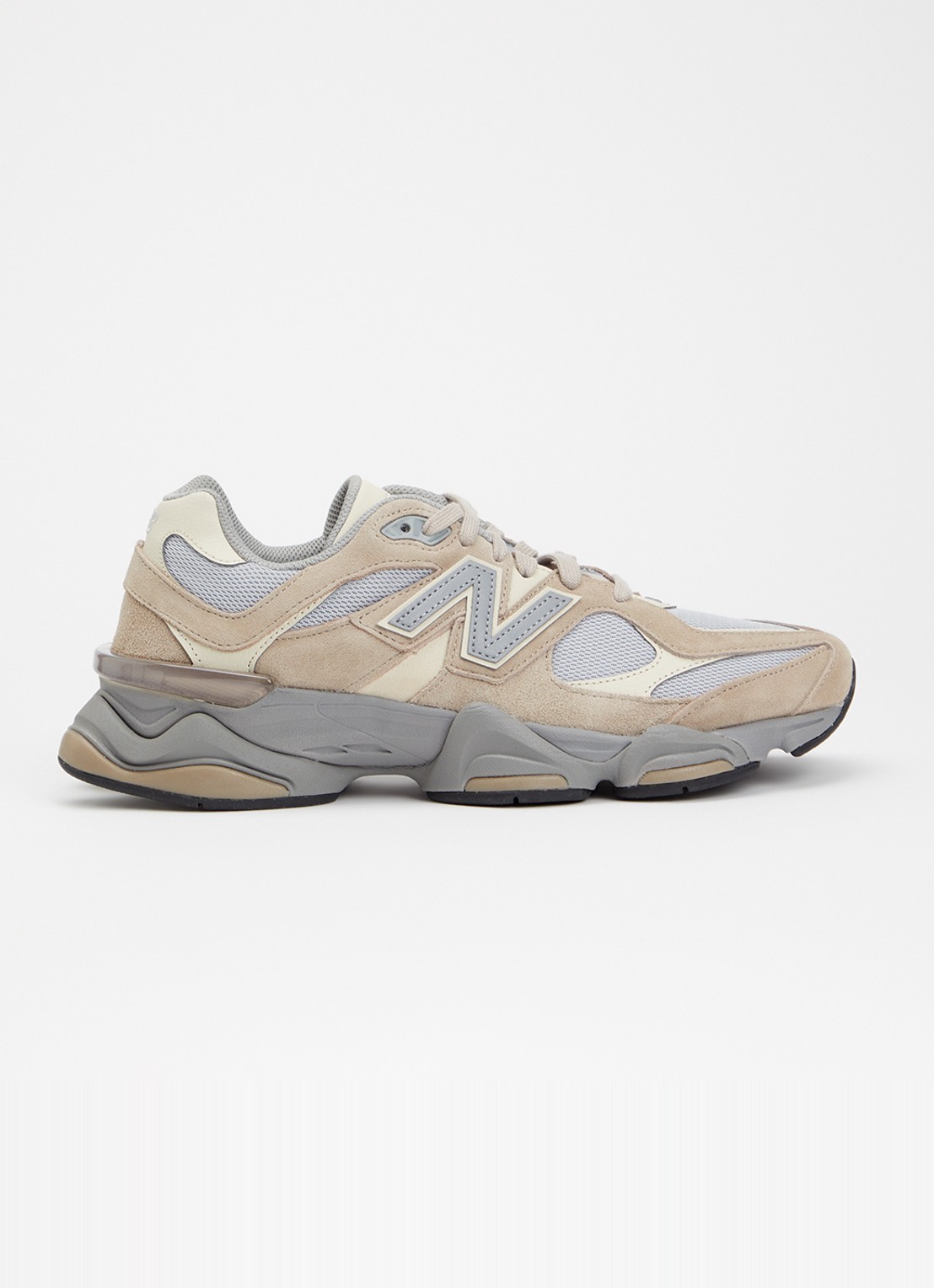 New Balance 9060 sneaker van mesh met suède details - voorkant blauwgrijs