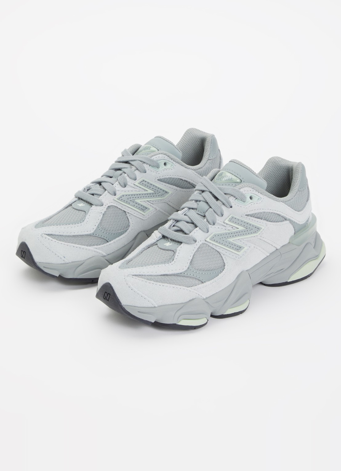 New Balance 9060 sneaker van suède met logo - voorkant 2 olijfgroen