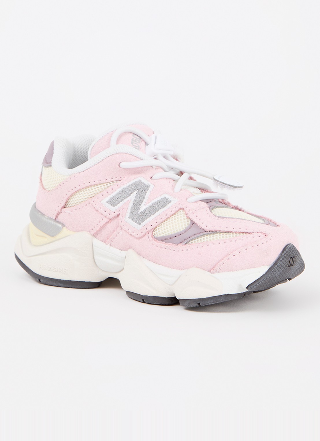 New Balance 9060 sneaker van suède met mesh details - voorkant lichtroze