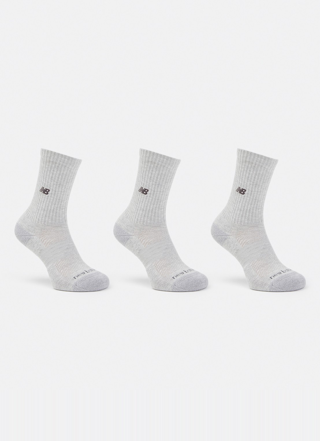 New Balance Active Premium Crew sportsokken in 3-pack - voorkant 2 grijsmele