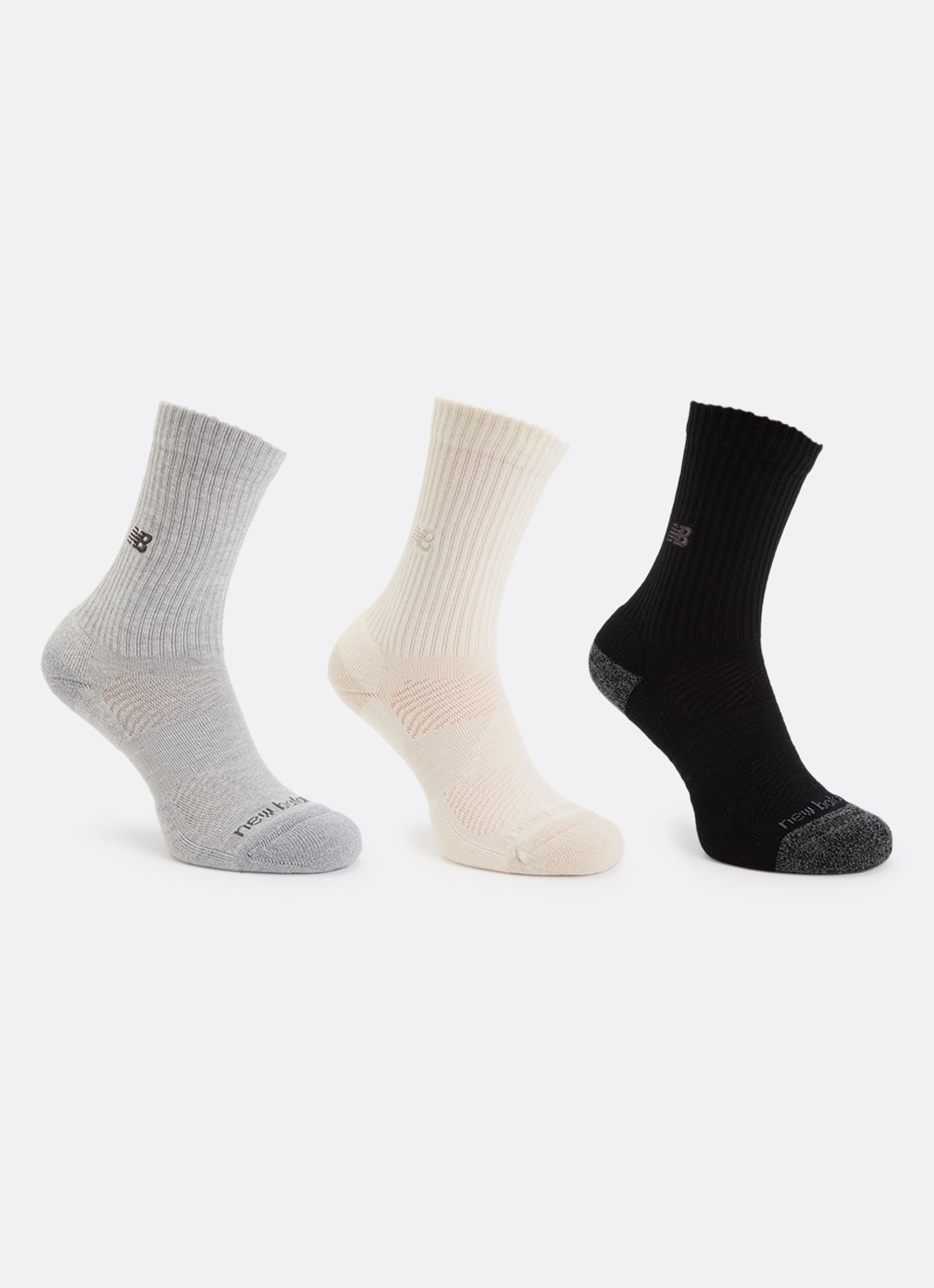 New Balance Active Premium Crew sportsokken in 3-pack - voorkant 2 ivoor