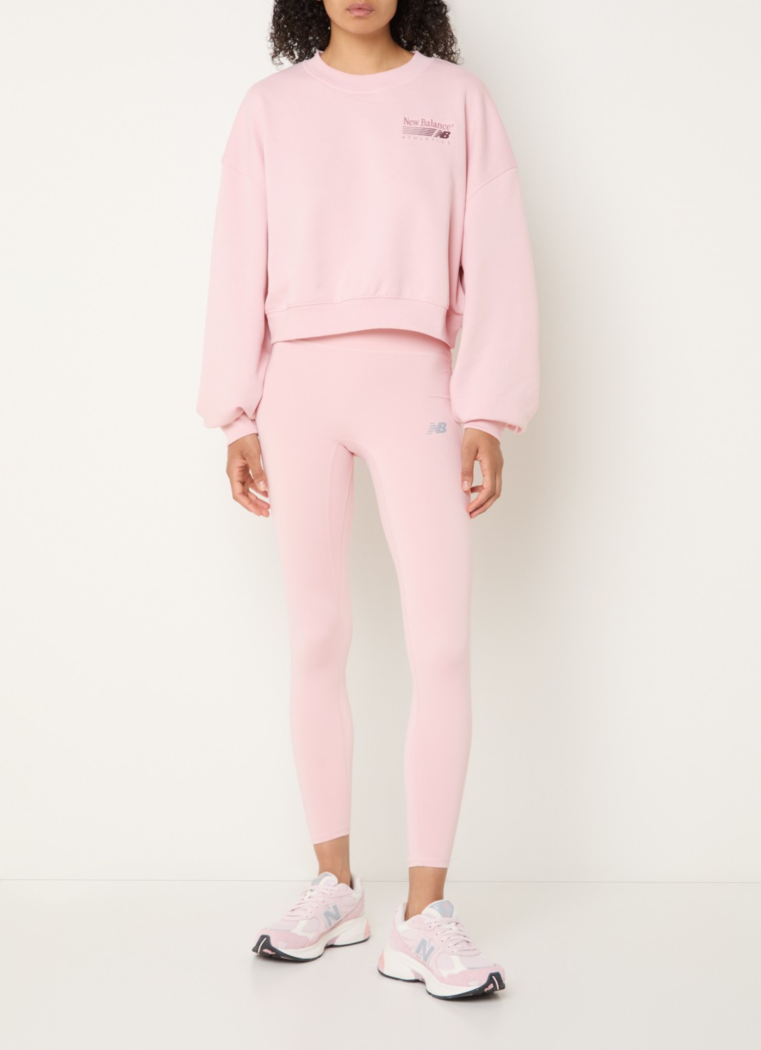 New Balance Essential high waist skinny fit trainingslegging met logo - voorkant 2 roze