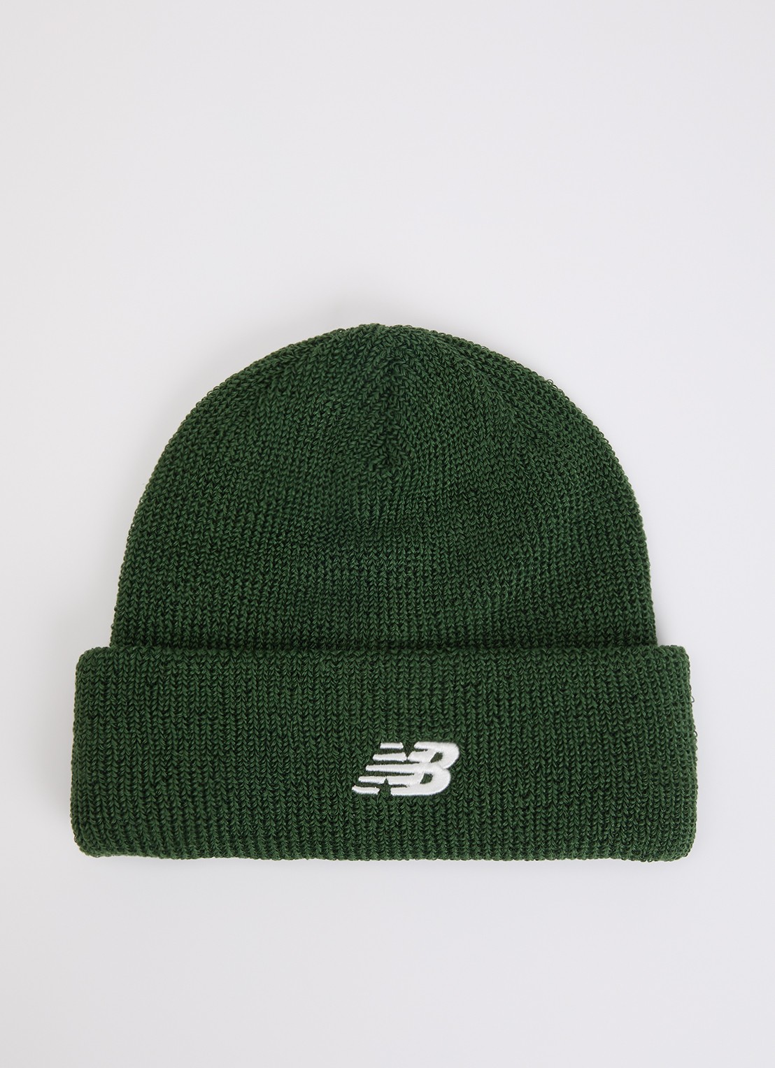 New Balance Grofgebreide muts met logoborduring - voorkant donkergroen