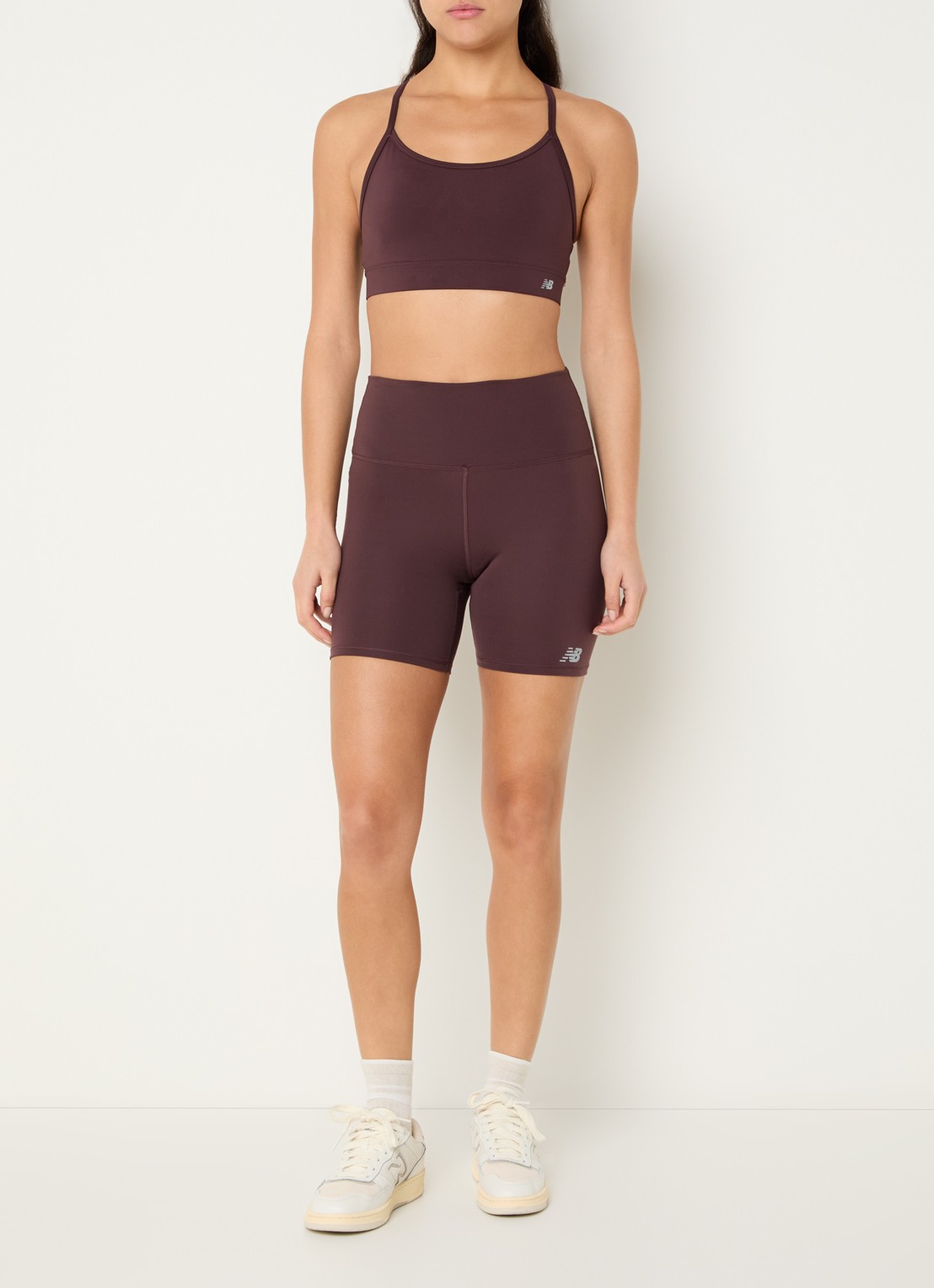 New Balance Harmony high waist skinny fit kore trainingslegging - voorkant 4 beige