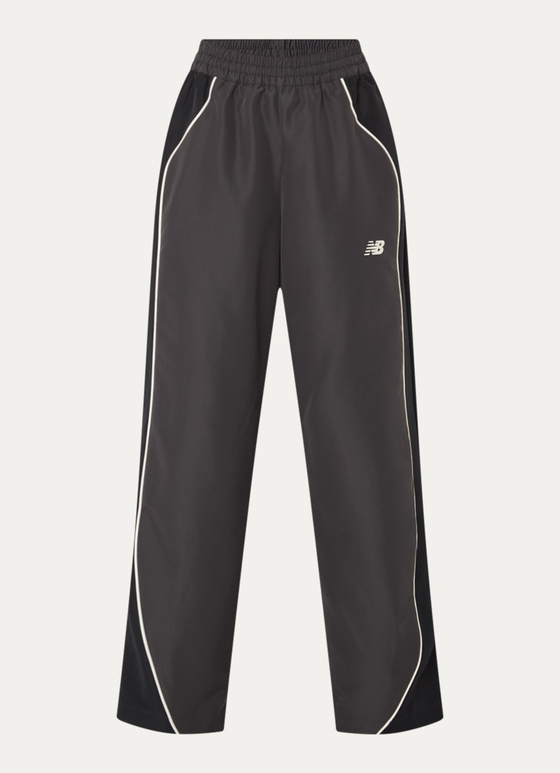 New Balance High waist wide fit trackpants met logoprint - voorkant donkergrijs