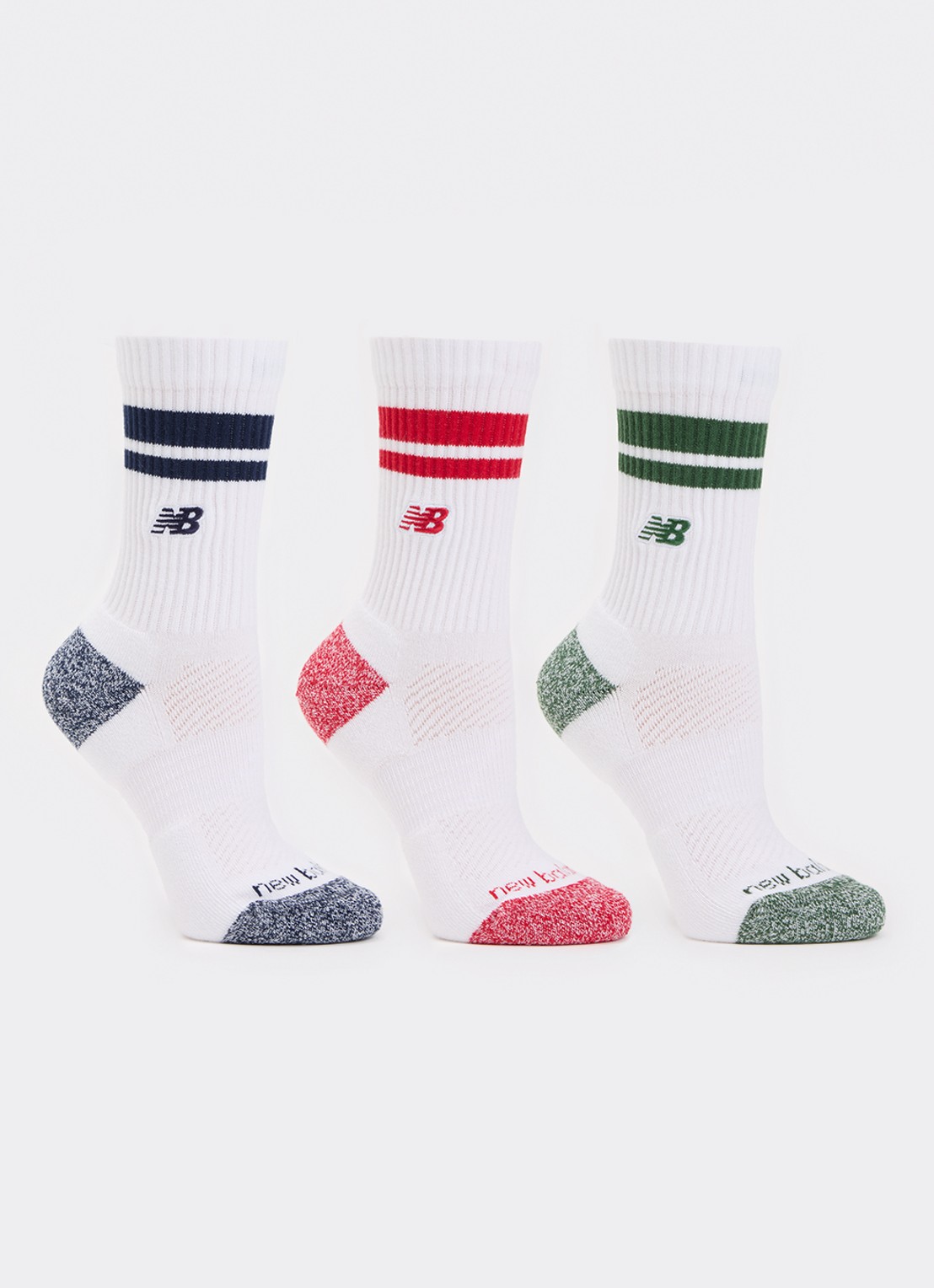 New Balance Lifestyle Crew sokken met logo in 3-pack - voorkant 2 donkergroen