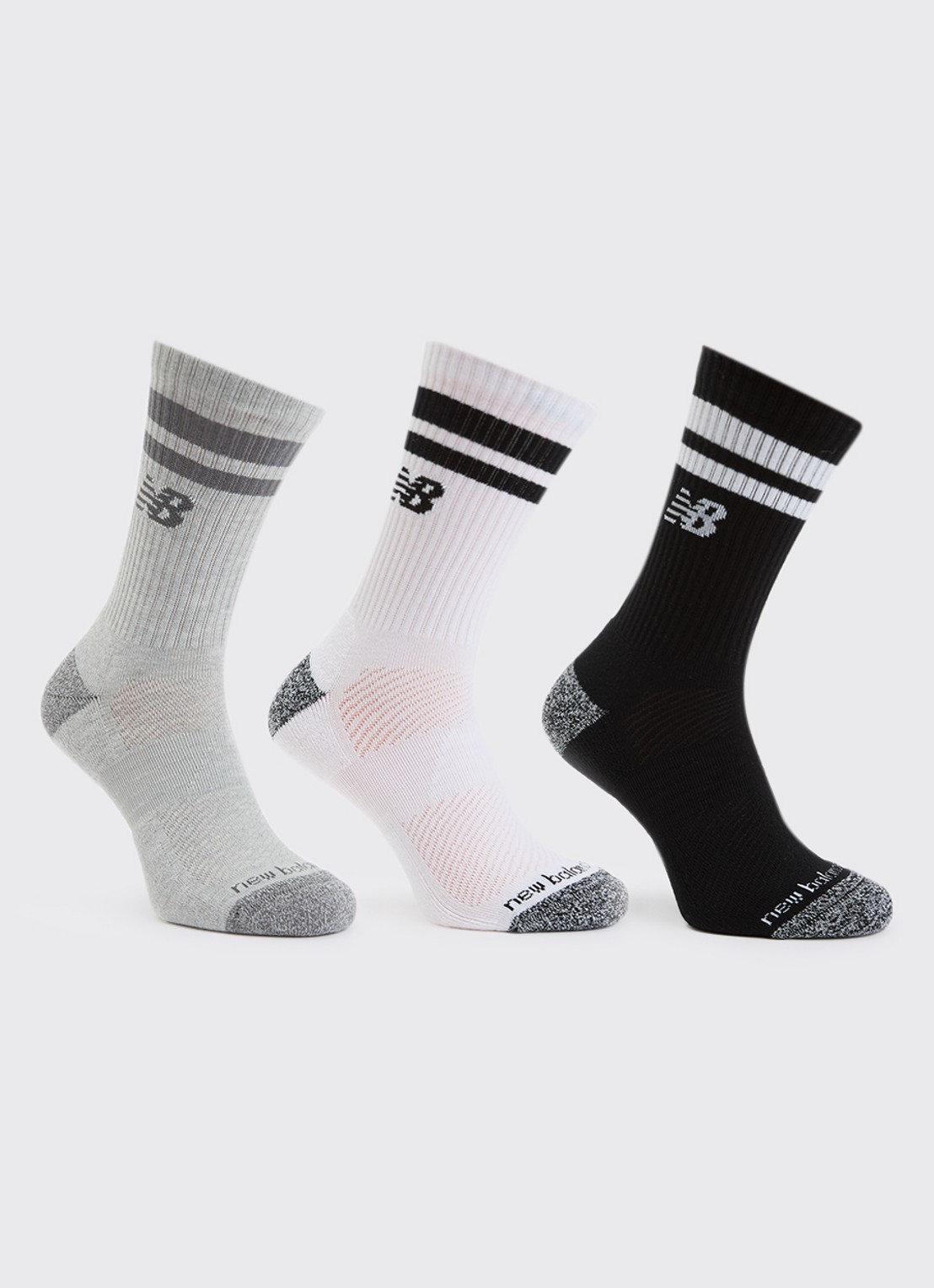 New Balance Lifestyle Crew sokken met logo in 3-pack - voorkant multicolor