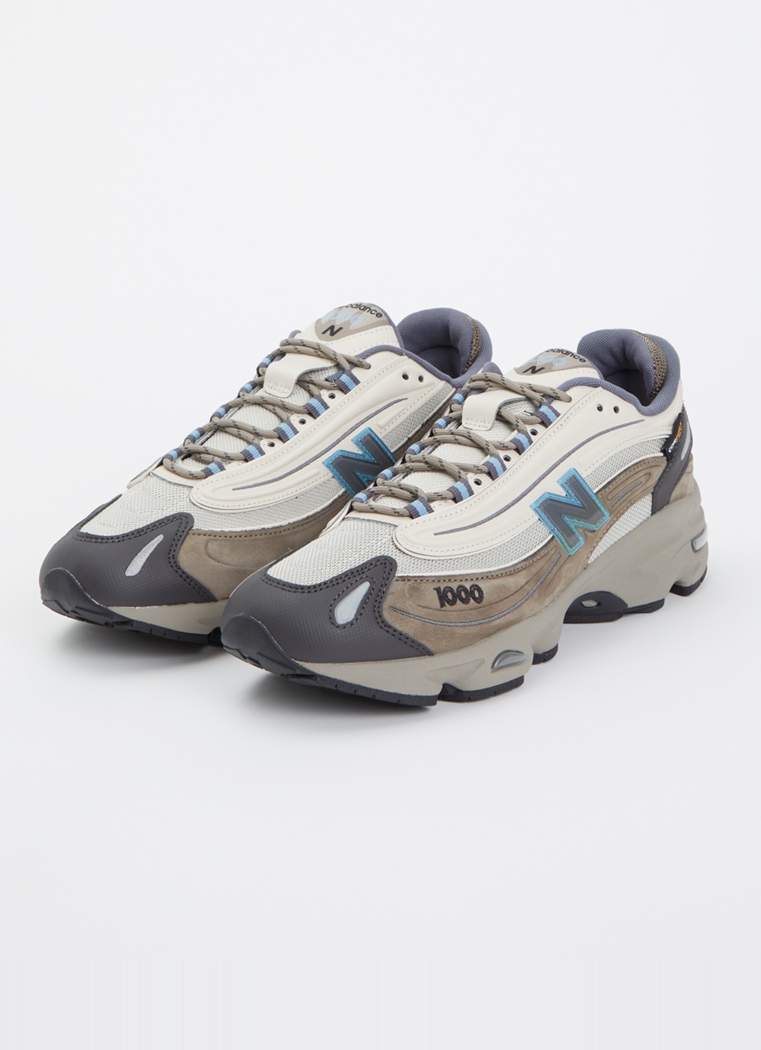 New Balance M1000 sneaker van mesh met suède details - detail beige