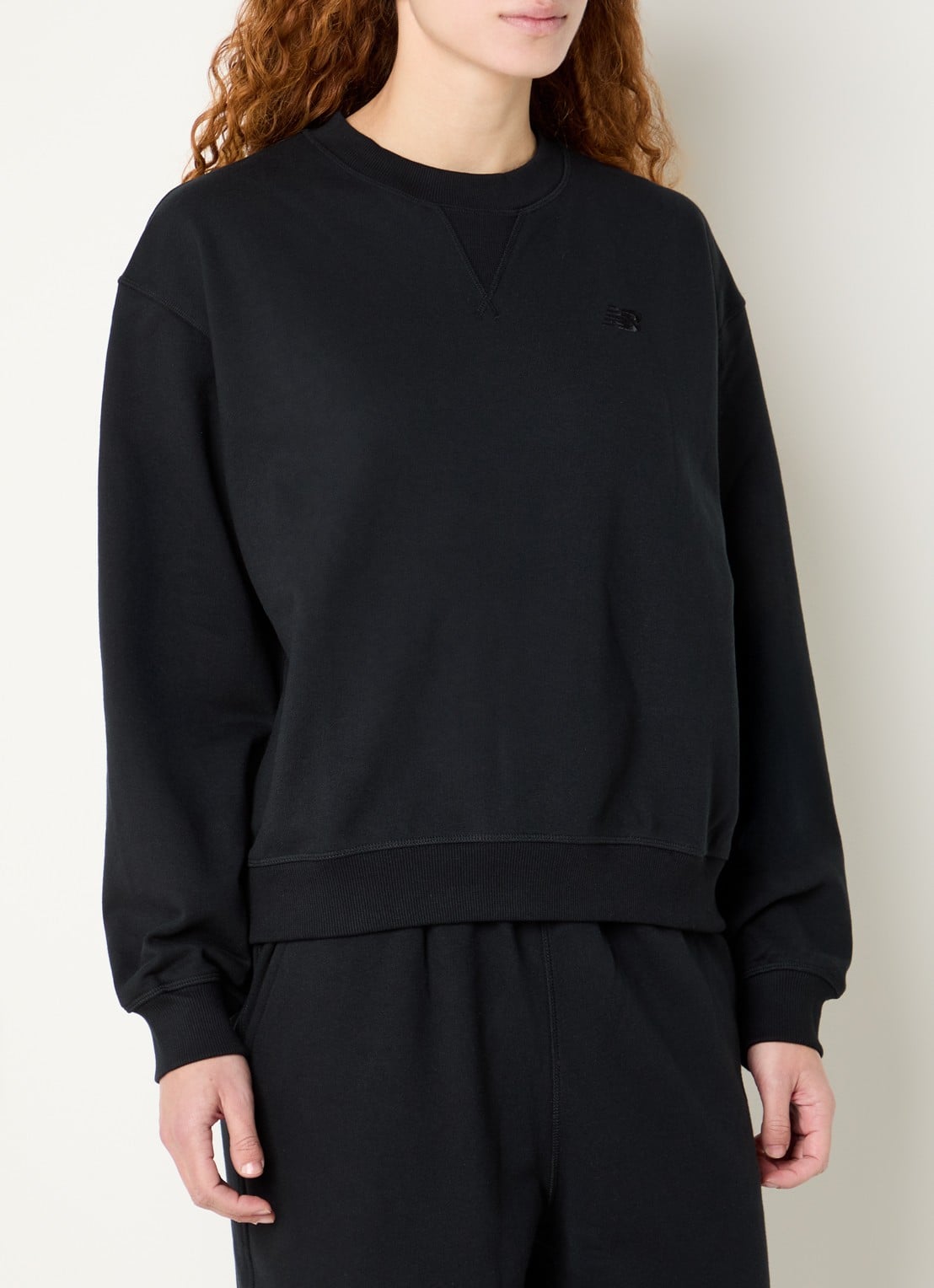New Balance Oversized sweater met logoborduring - detail 4 zwart