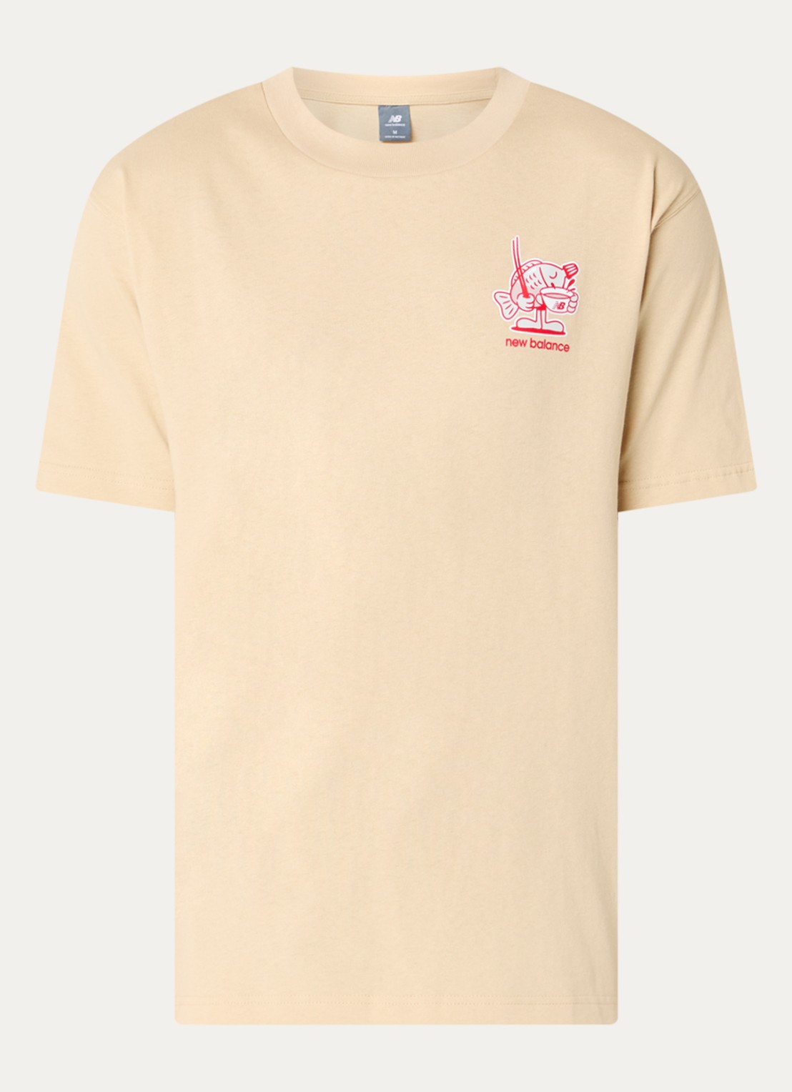 New Balance Ramen T-shirt met logo- en backprint - voorkant 3 beige