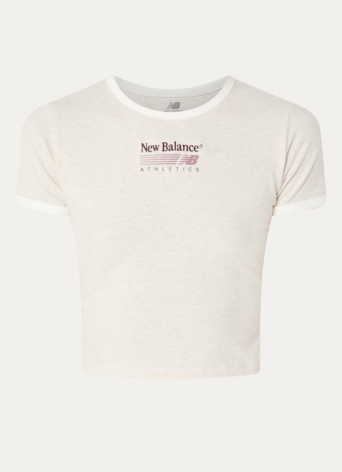 New Balance Ringer cropped T-shirt met logo - voorkant 3 grijs