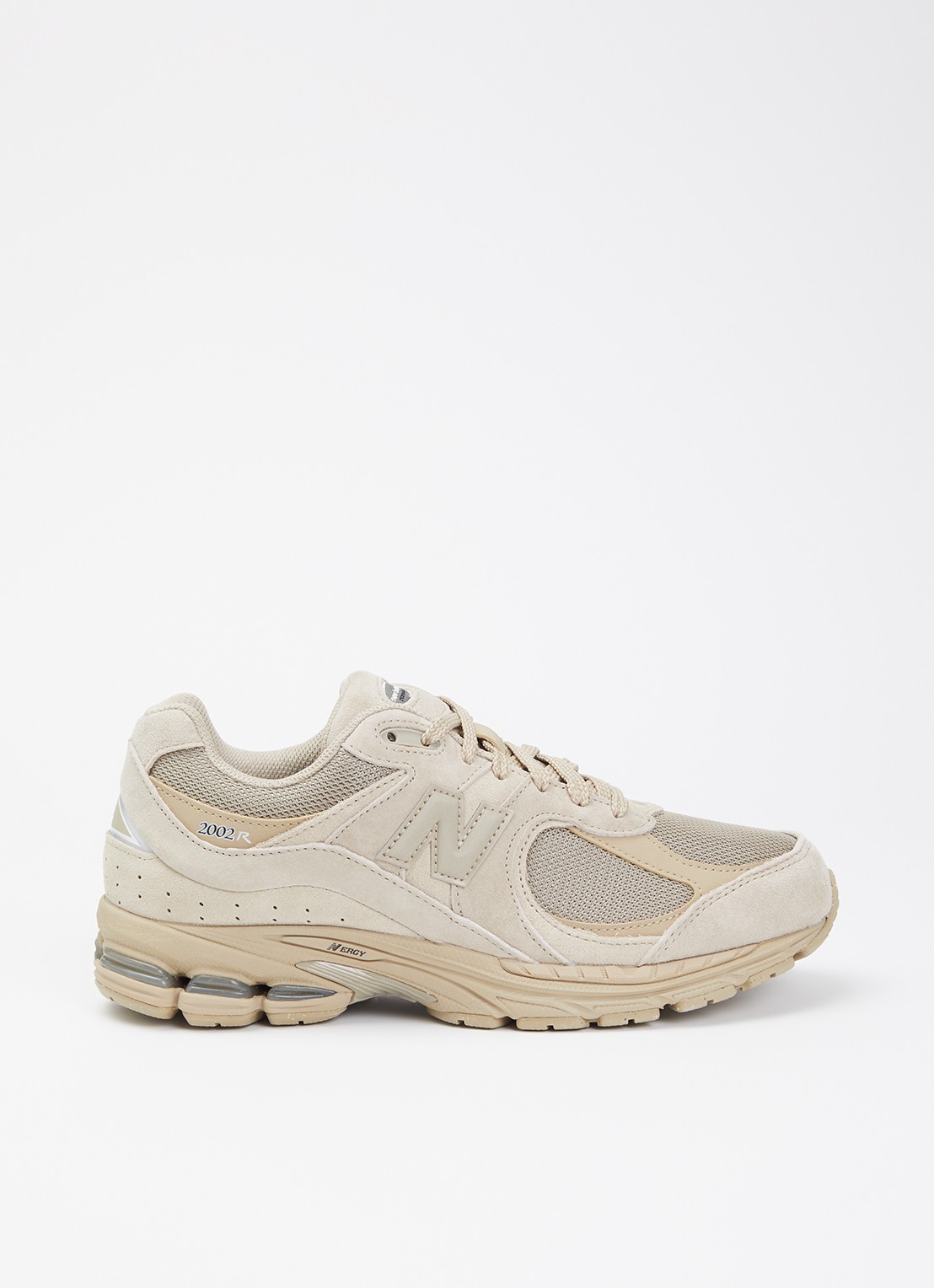 New Balance Sneaker van mesh met details van suède - voorkant 2 donkerbeige