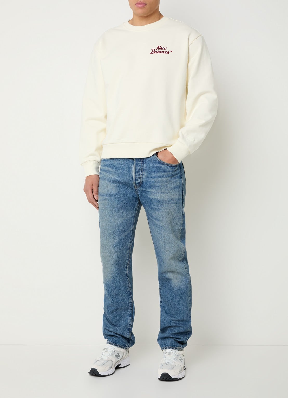 New Balance Sweater met logo - voorkant 2 creme