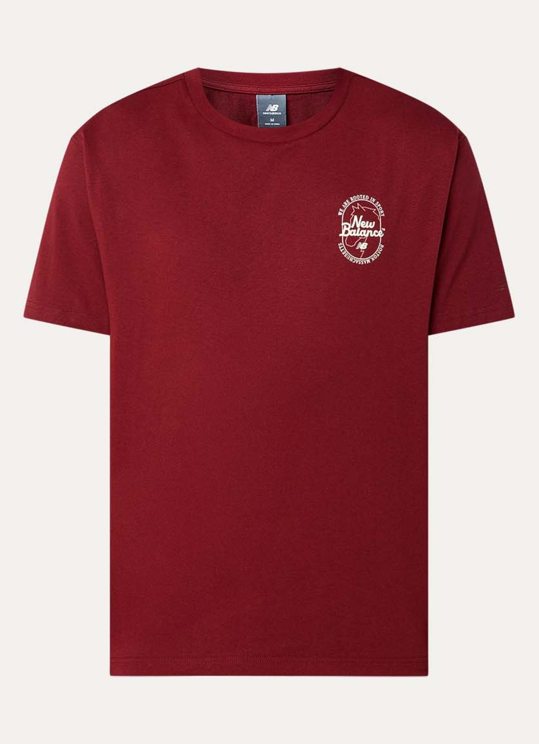 New Balance T-shirt met logo - voorkant bordeauxrood