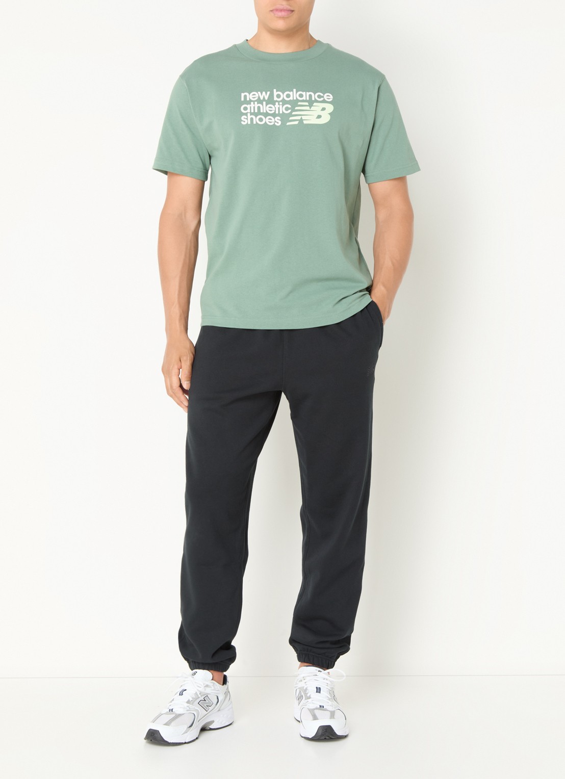 New Balance T-shirt met logoprint - voorkant 4 lichtgroen