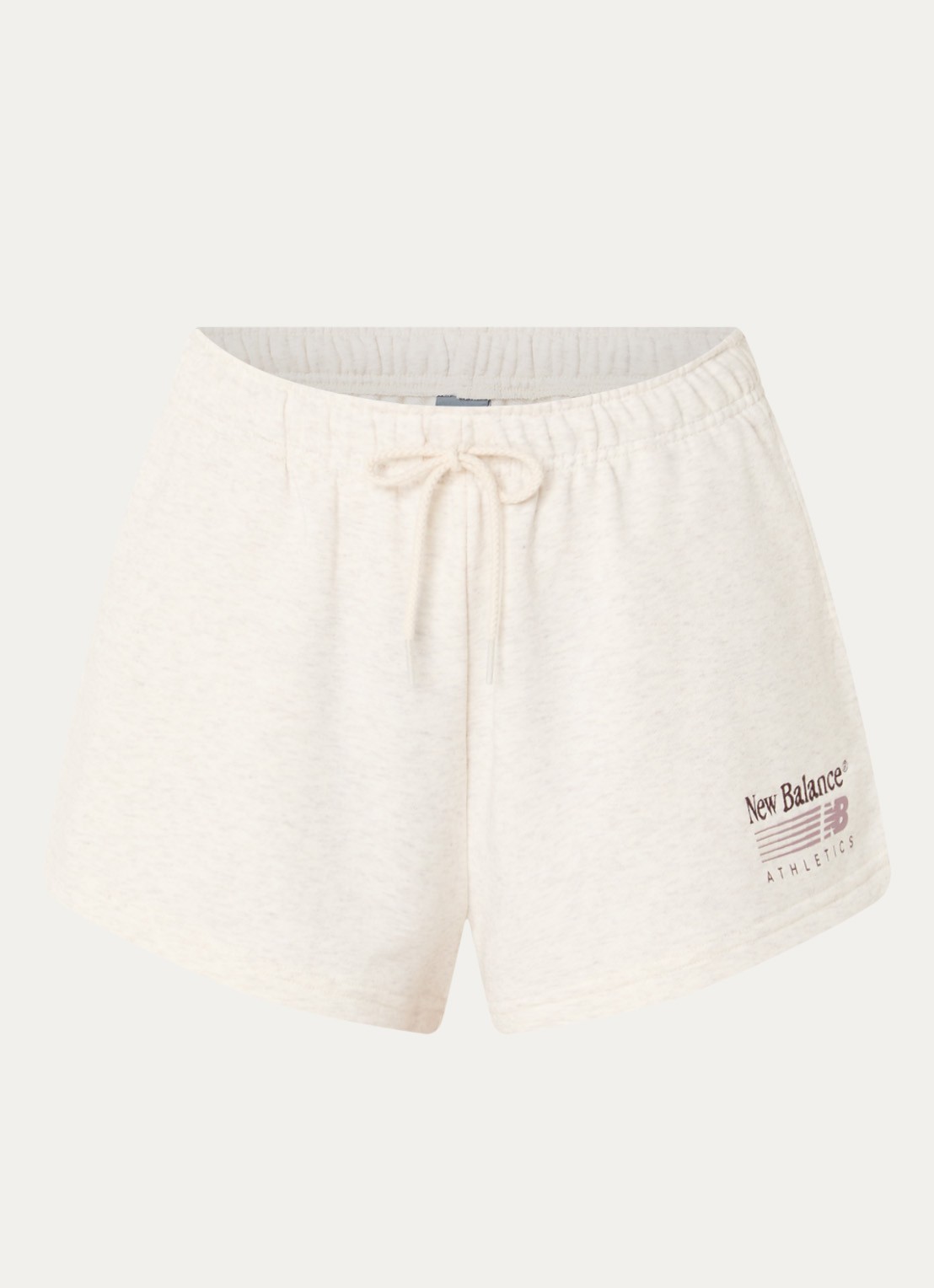 New Balance Trackside high waist straight fit korte joggingbroek met logo - voorkant grijs