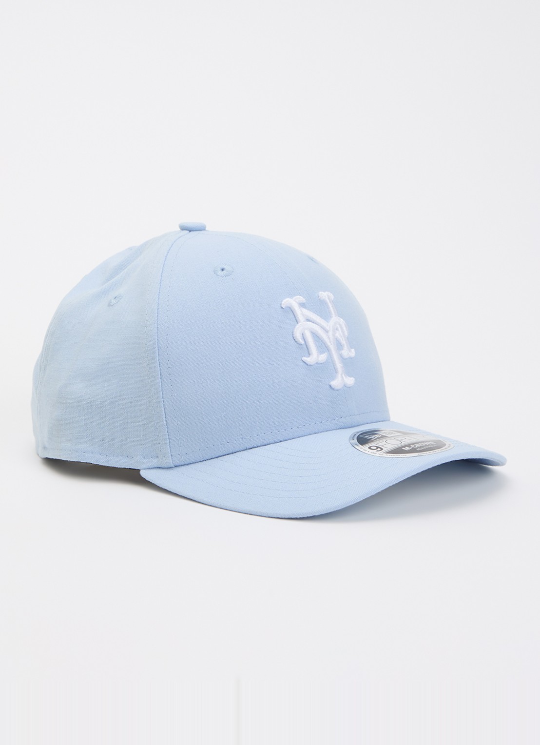 New Era 9Forty pet in linnenblend met logoborduring - voorkant lichtblauw
