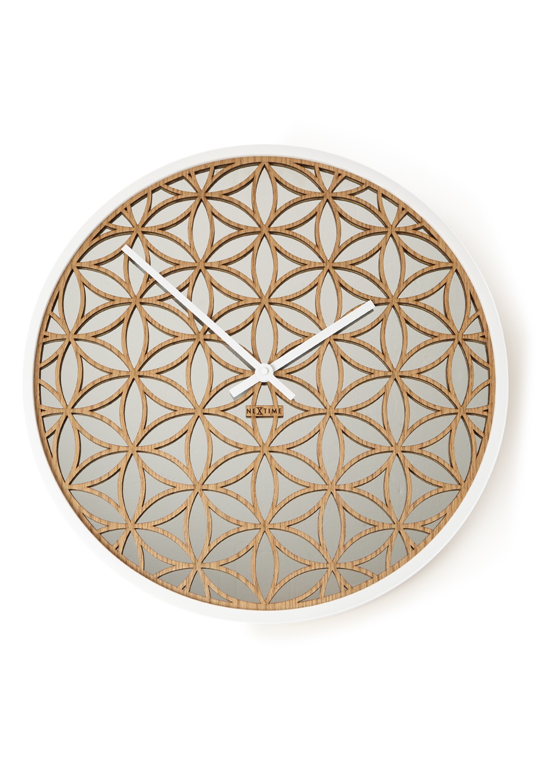 NeXtime Bella Mirror wandklok 50 cm - voorkant beige
