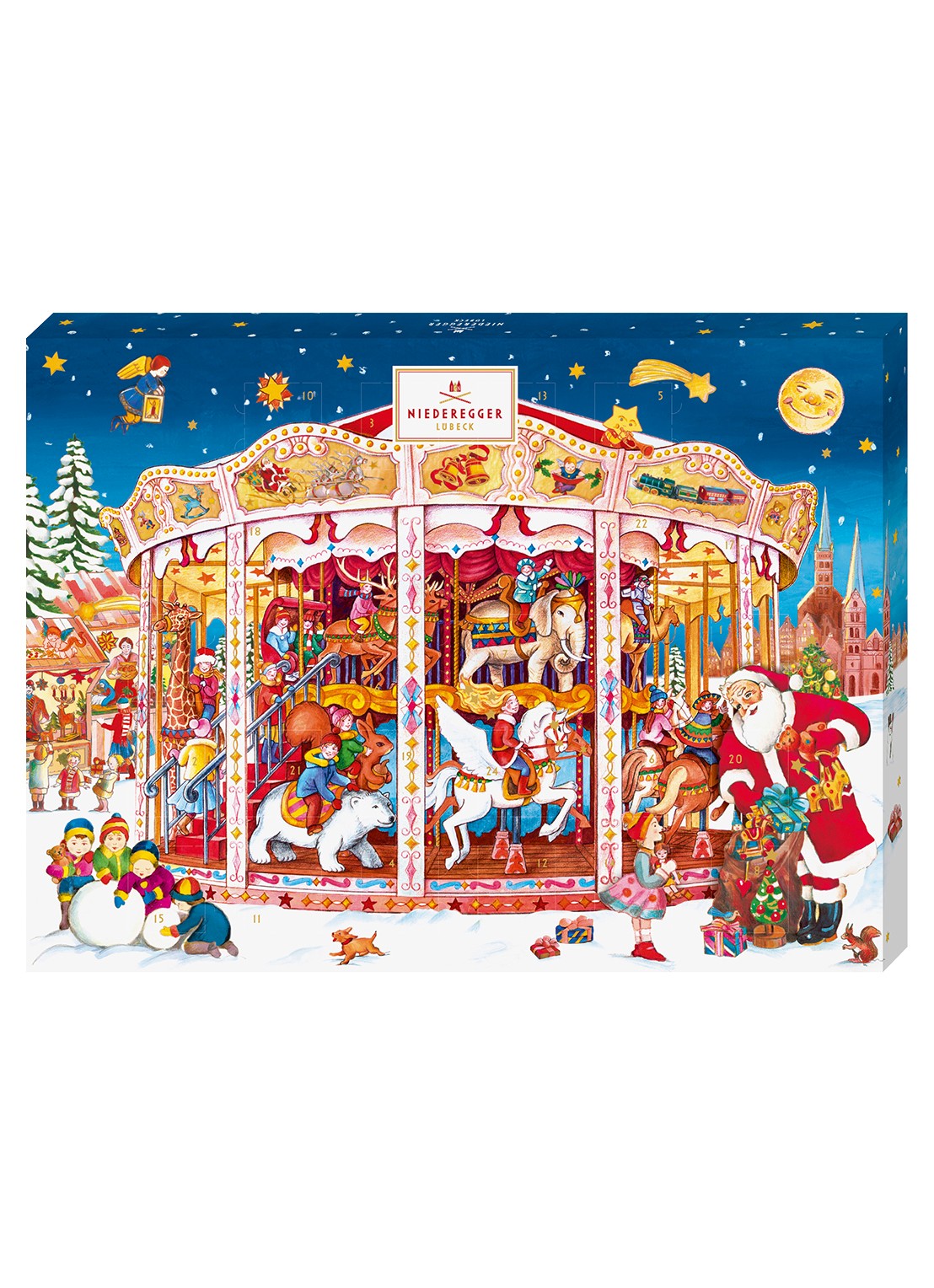 Niederegger Carrousel adventskalender 500 gram - voorkant beige