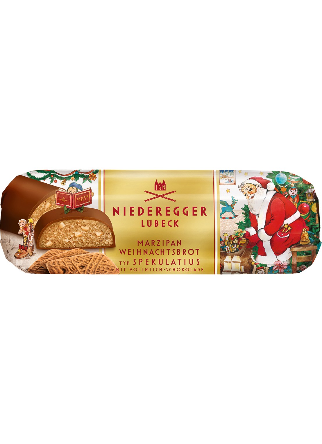 Niederegger Marsepein Kerstbroodje Speculaas cello 125g - voorkant undefined