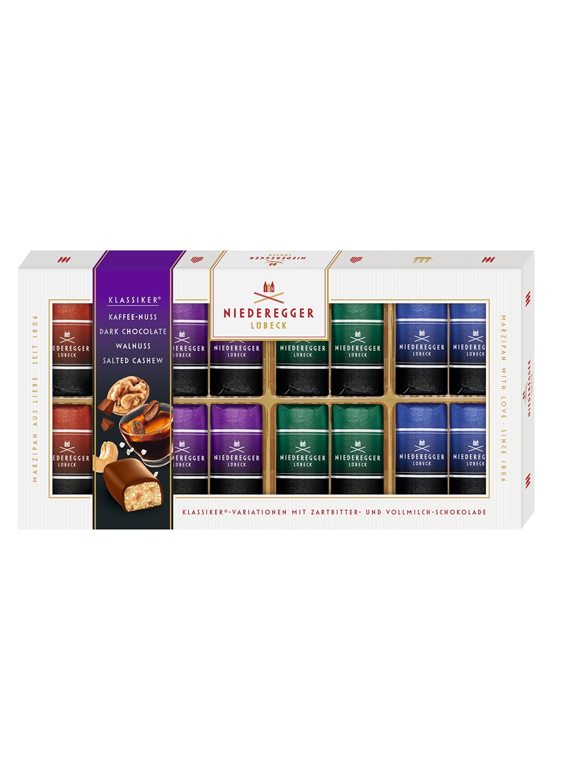 Niederegger Marsepein Klassiek Puur chocolade bonbons 16 stuks - voorkant undefined