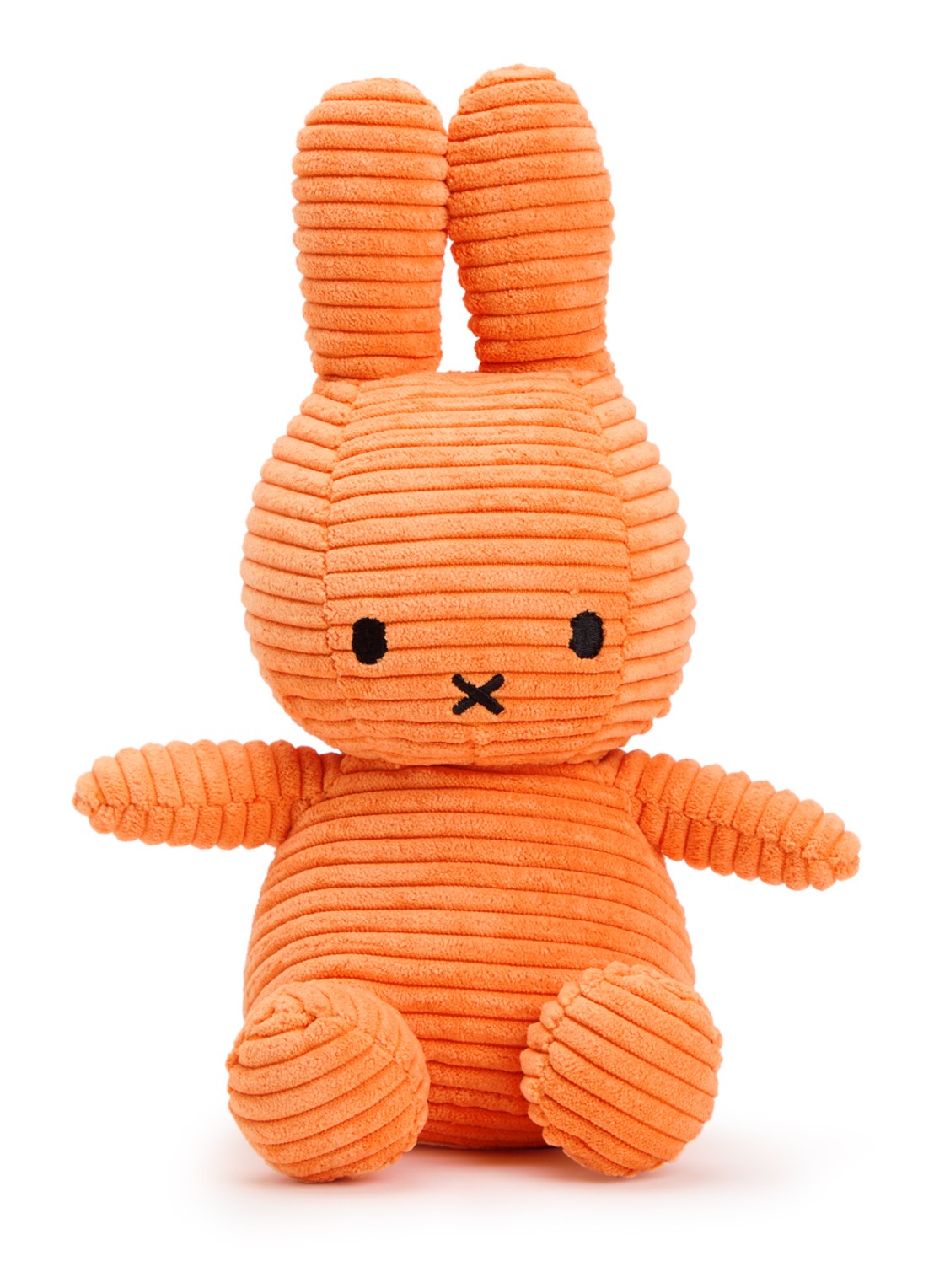 Nijntje Nijntje knuffel van corduroy 23 cm - voorkant oranje