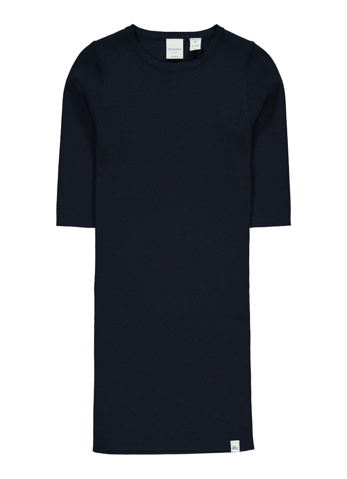 NIK&NIK Jolie jurk met driekwart mouw - voorkant 2 blauw
