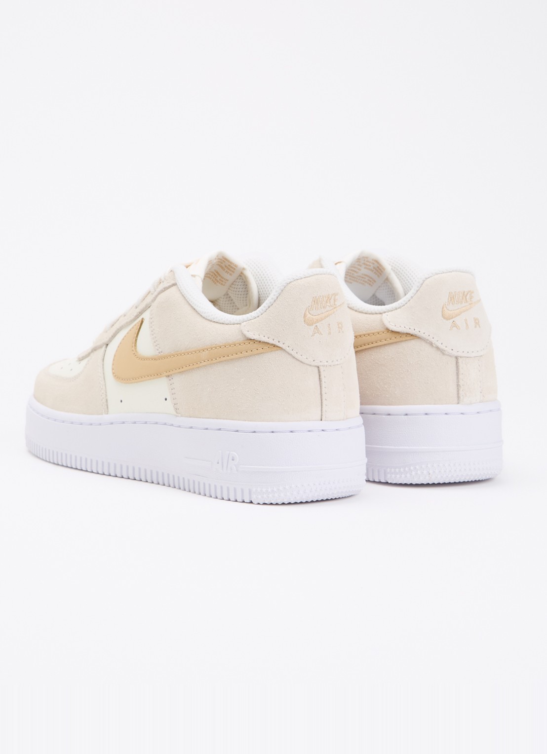 Nike Air Force 1 sneaker van suède met leren details - achterkant 4 creme