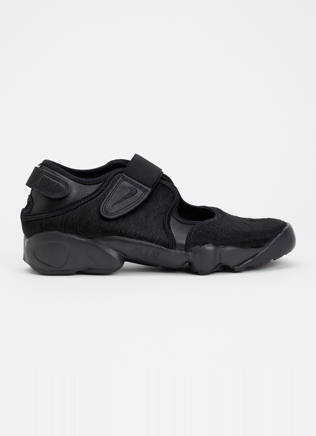 Nike Air Rift sneaker van leer met ponyhair - voorkant zwart