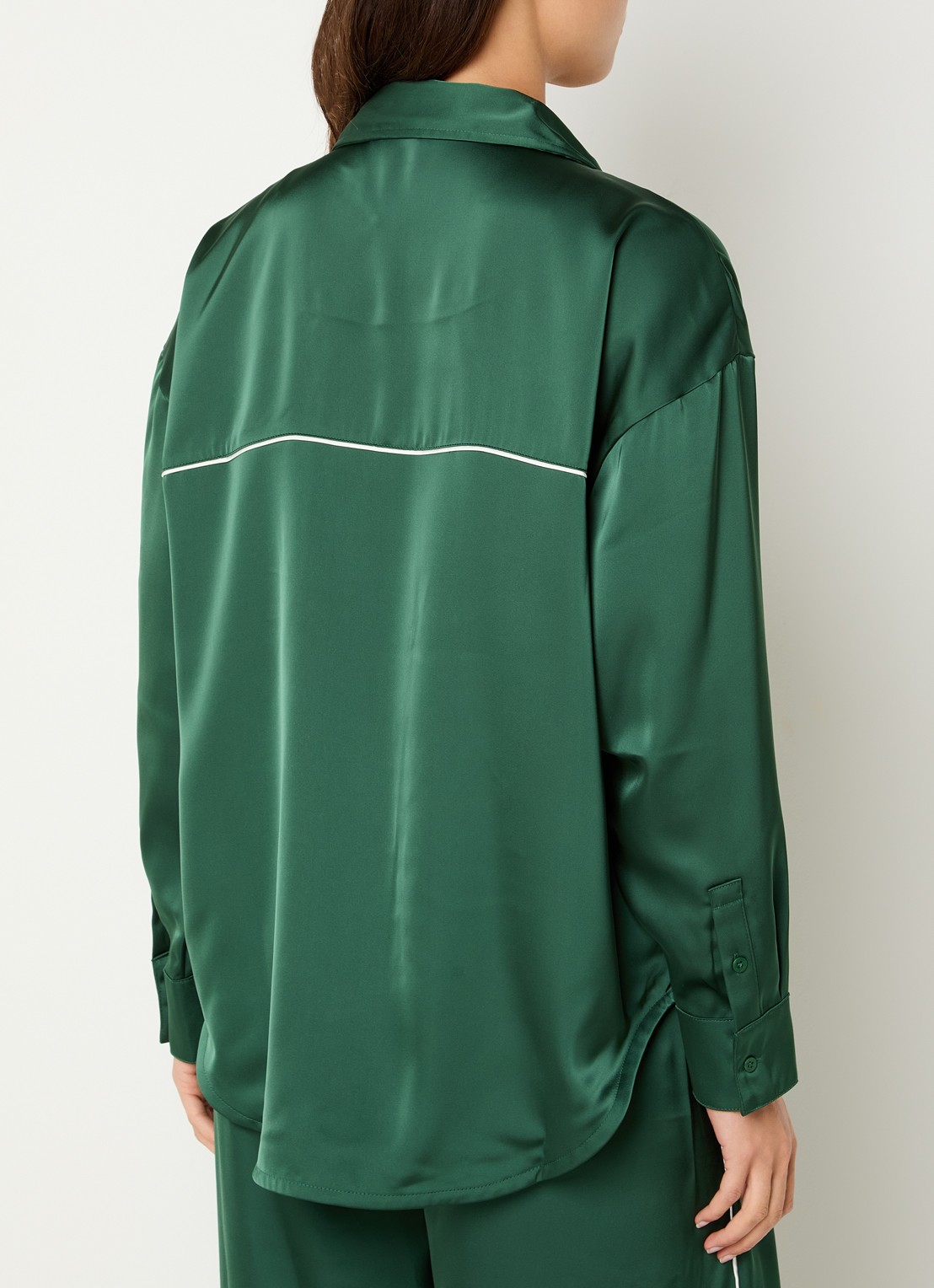 Nike Blouse van satijn met borstzak en logo - achterkant donkergroen