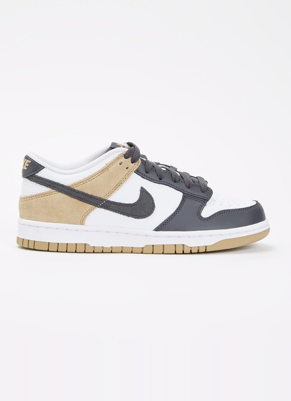 Nike Dunk low sneaker van leer met suède details - voorkant 3 beige