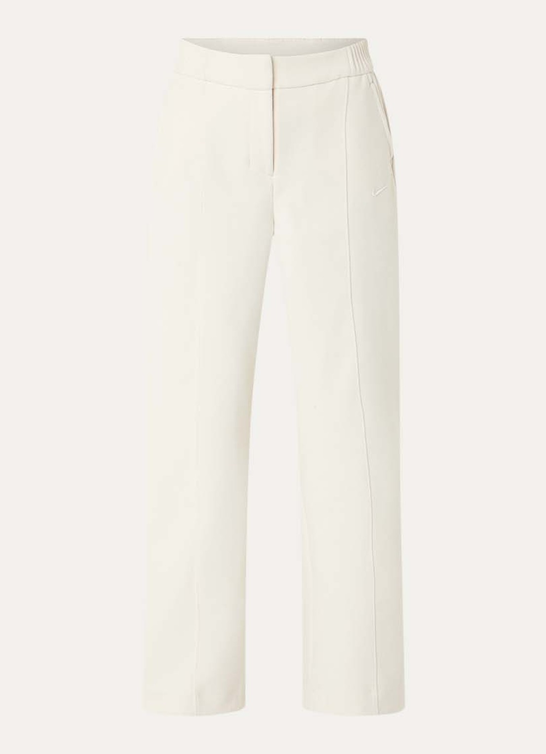 Nike High waist straight fit trackpants met steekzakken en logo - voorkant creme