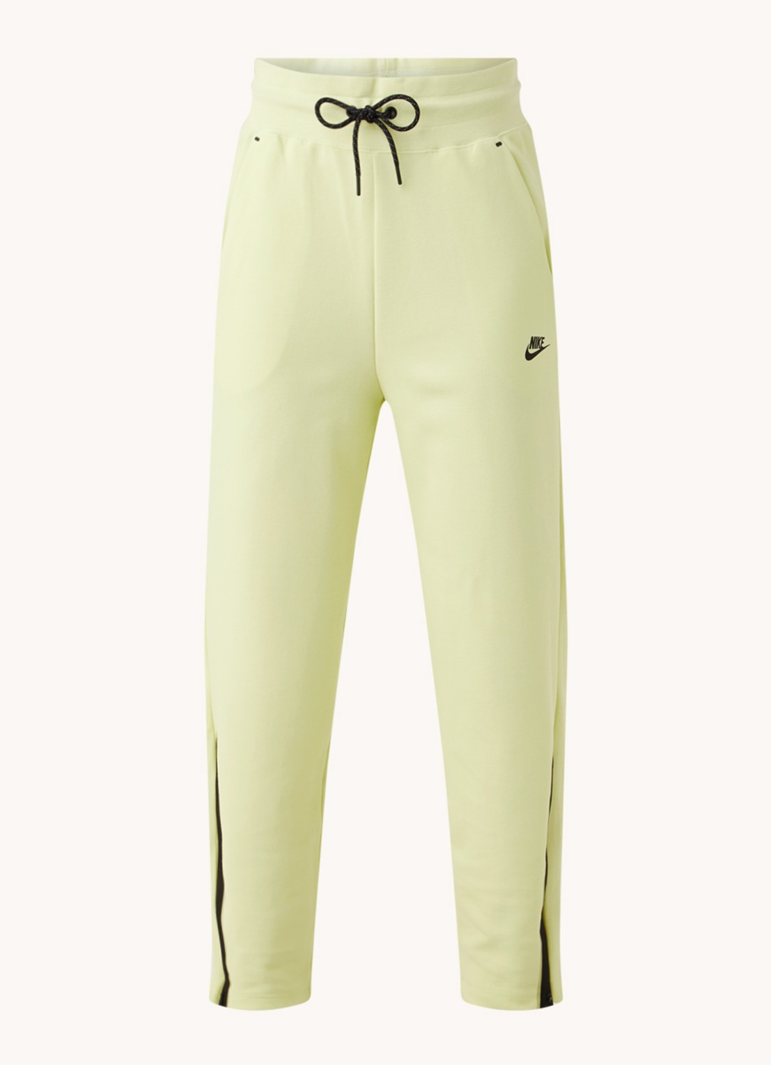 Nike High waist tapered fit cropped joggingbroek met logo - voorkant lichtgeel