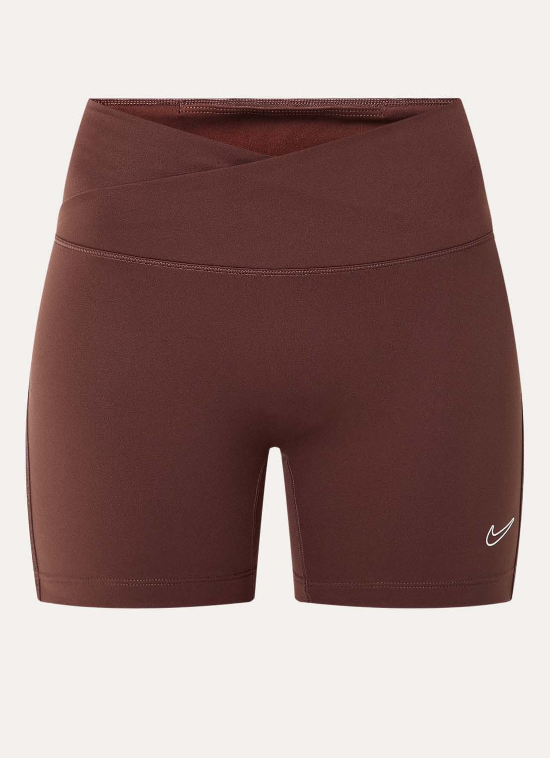 Nike One high waist skinny fit korte trainingsshort met Dri-FIT en logo - voorkant bruin