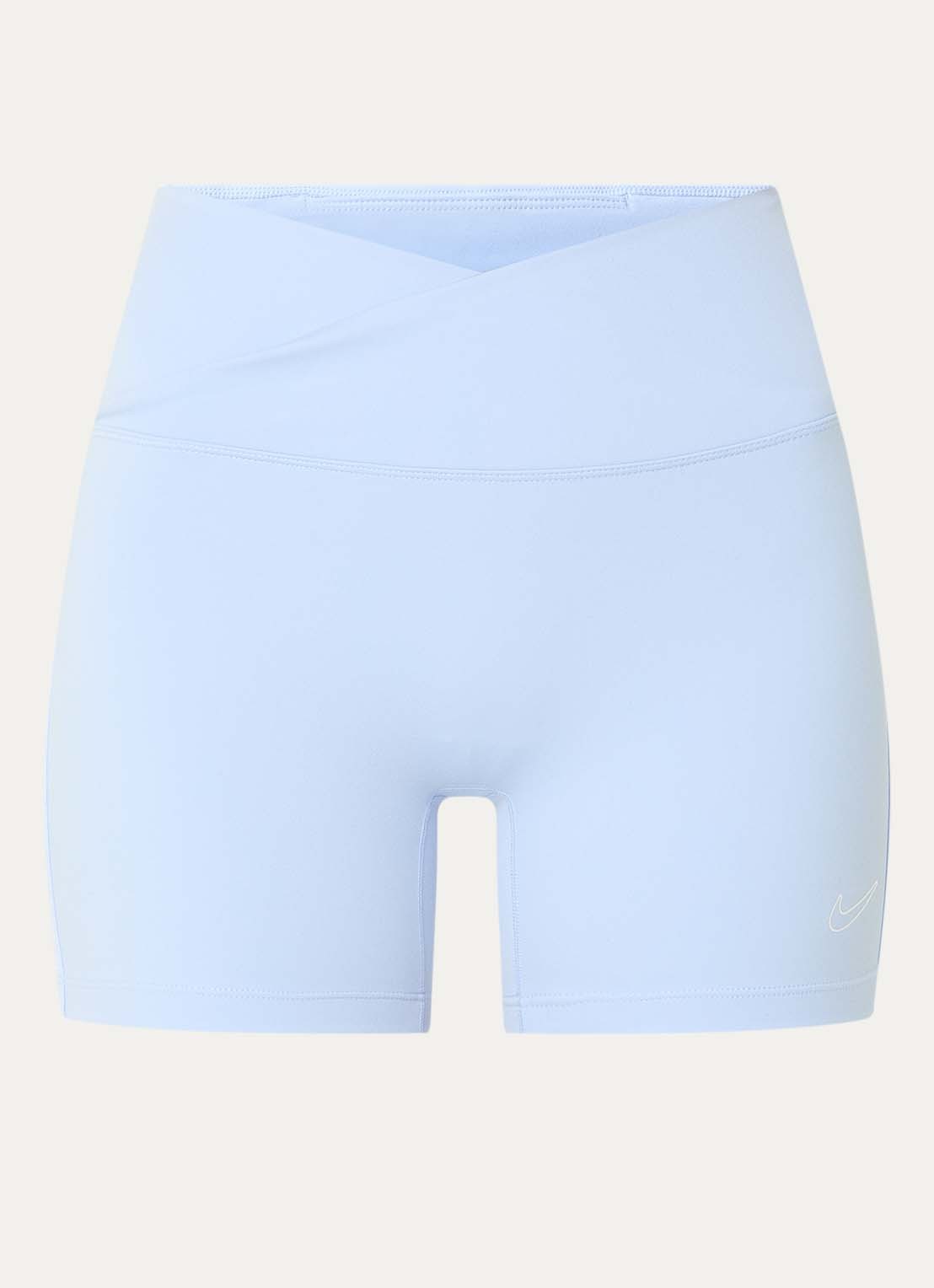 Nike One high waist skinny fit korte trainingsshort met Dri-FIT en logo - voorkant 2 lichtblauw