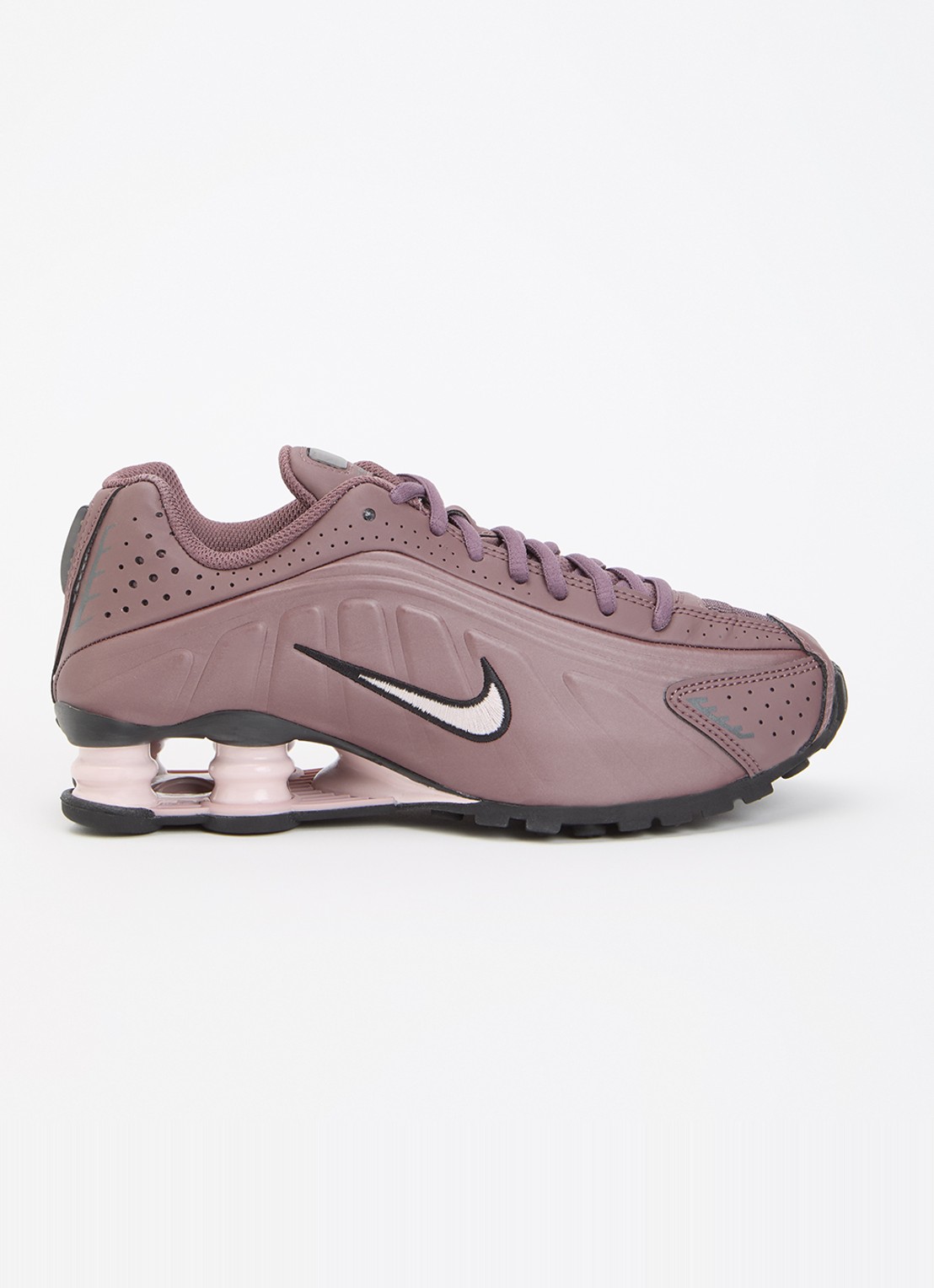 Nike Shox R4 sneaker met logo  - voorkant 4 aubergine