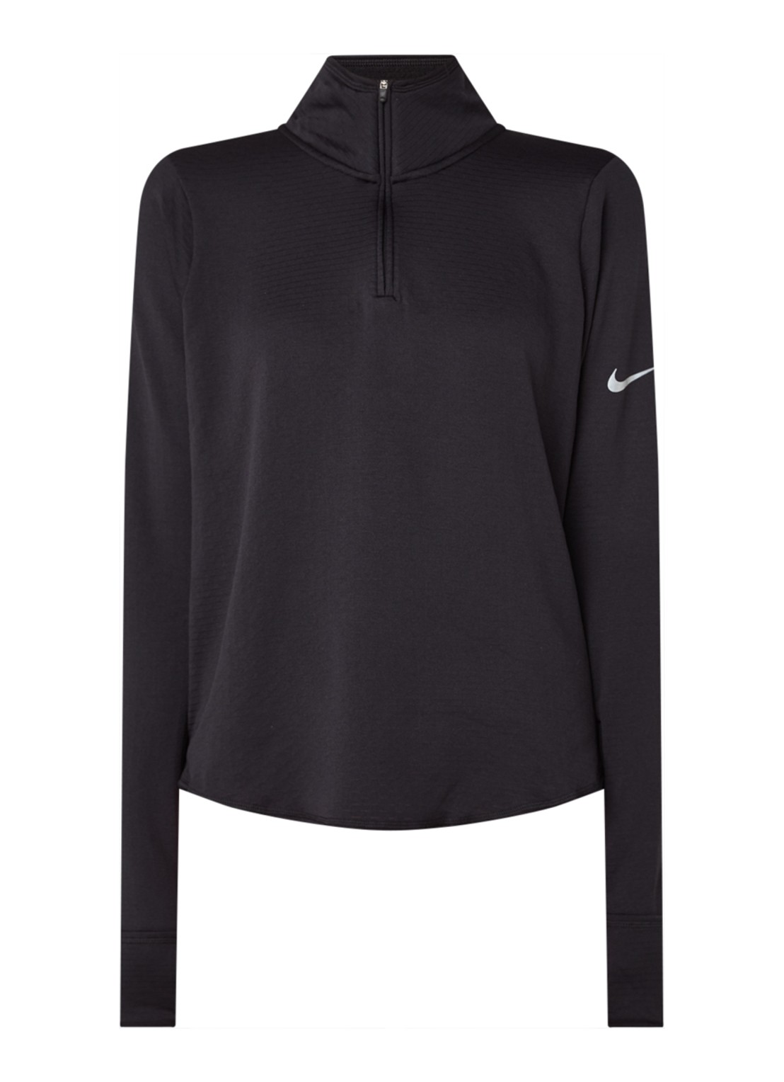 Nike Sphere hardloop longsleeve met halve rits - voorkant zwart