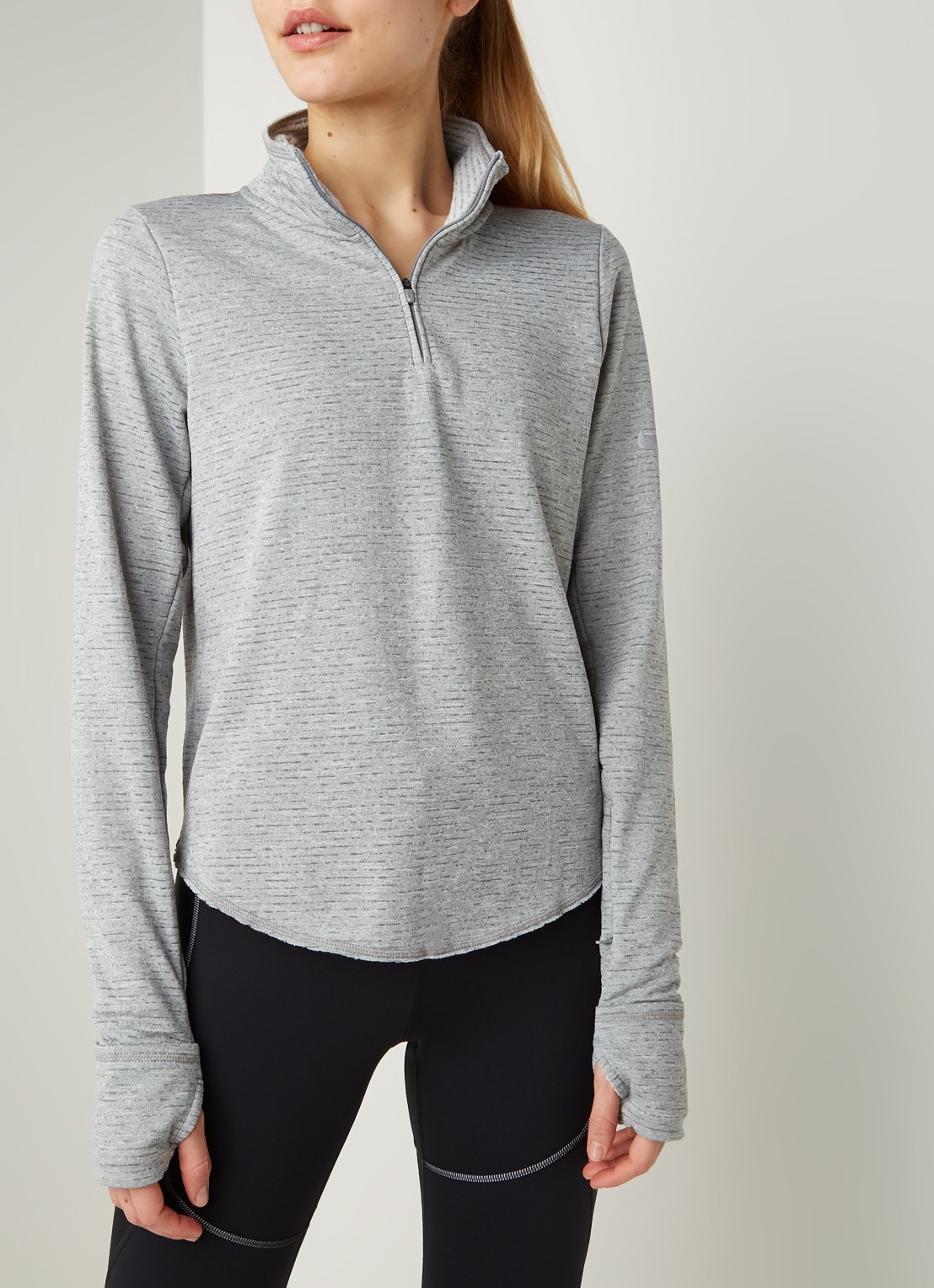 Nike Sphere hardloop longsleeve met halve rits - detail 3 grijs