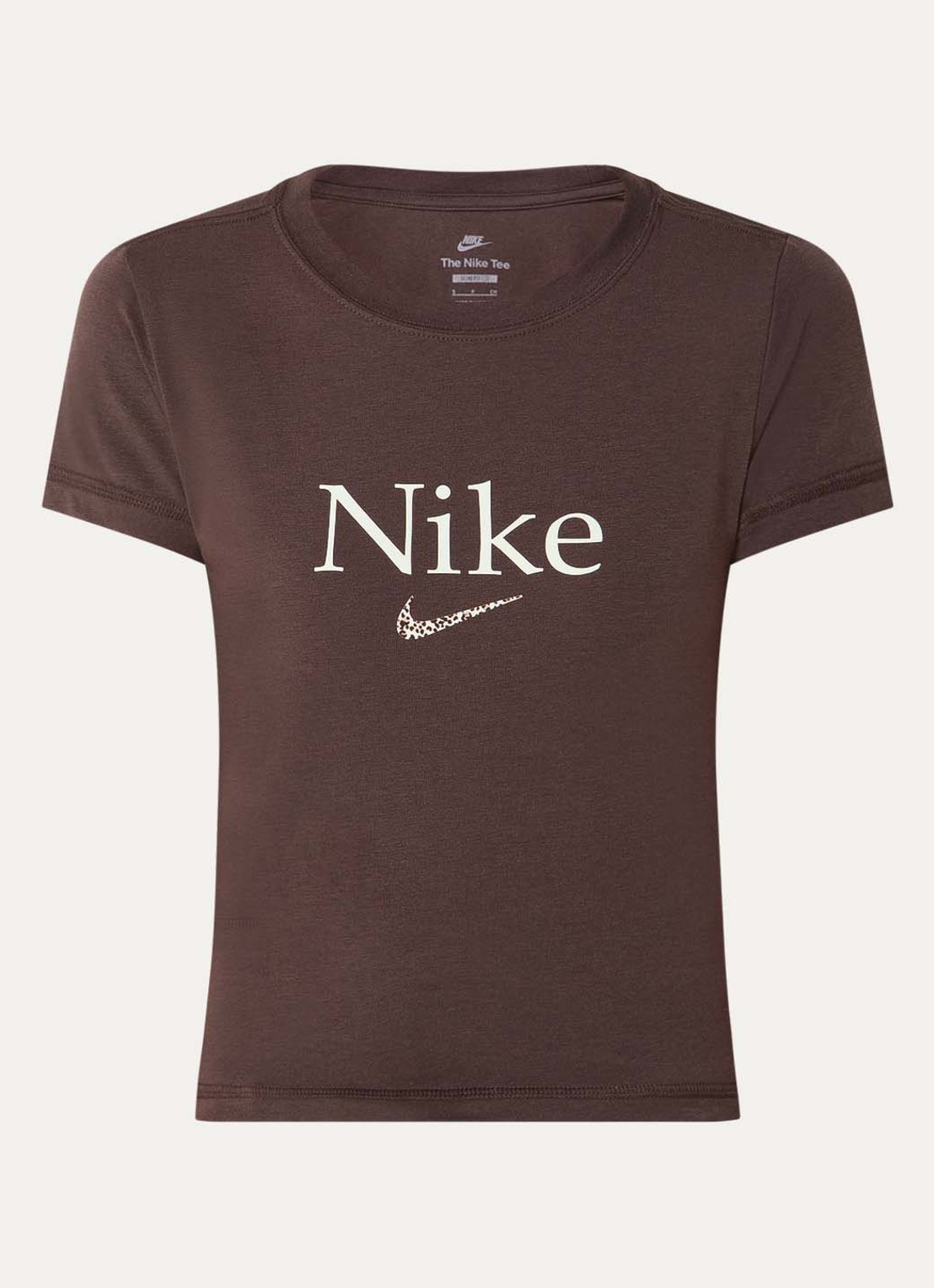 Nike T-shirt met logo en ronde hals - voorkant 2 donkerbruin