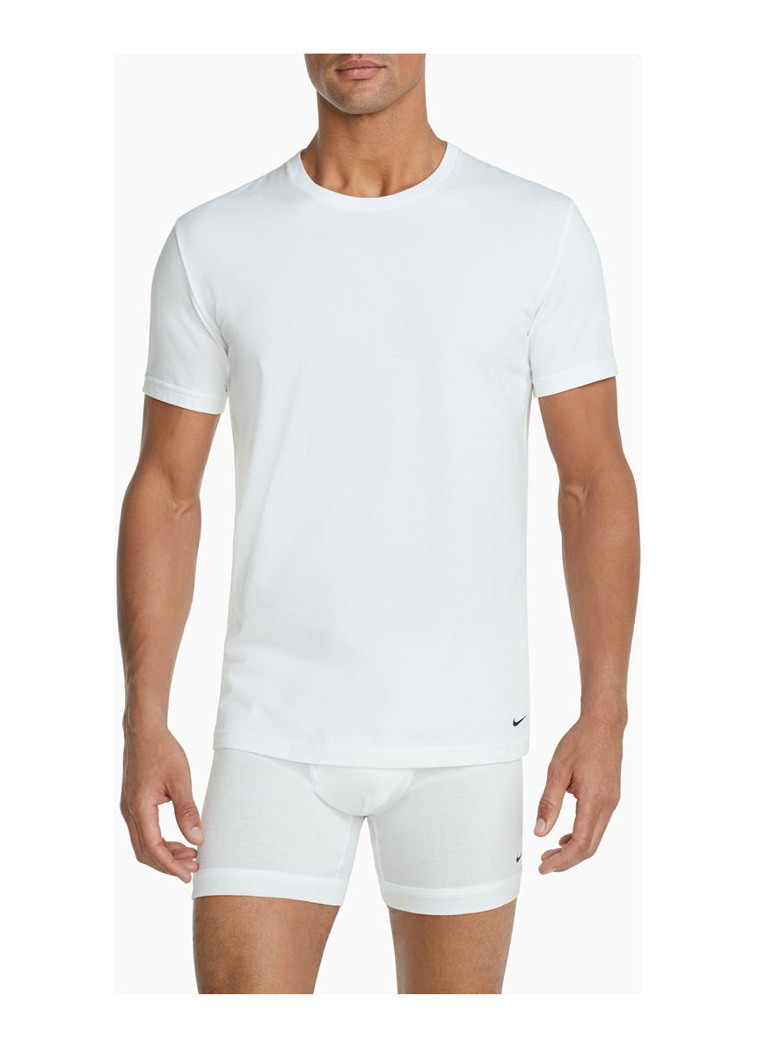 Nike T-shirt van katoenblend in 2-pack - voorkant 3 wit