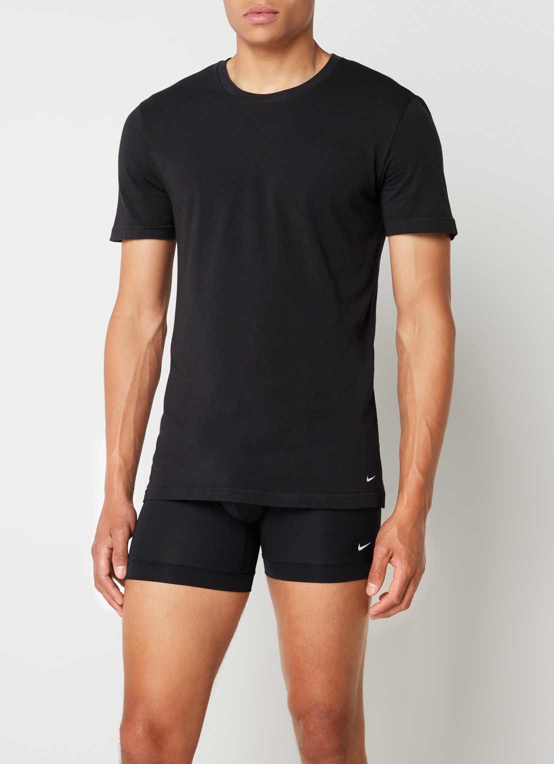 Nike T-shirt van katoenblend in 2-pack - voorkant 3 zwart