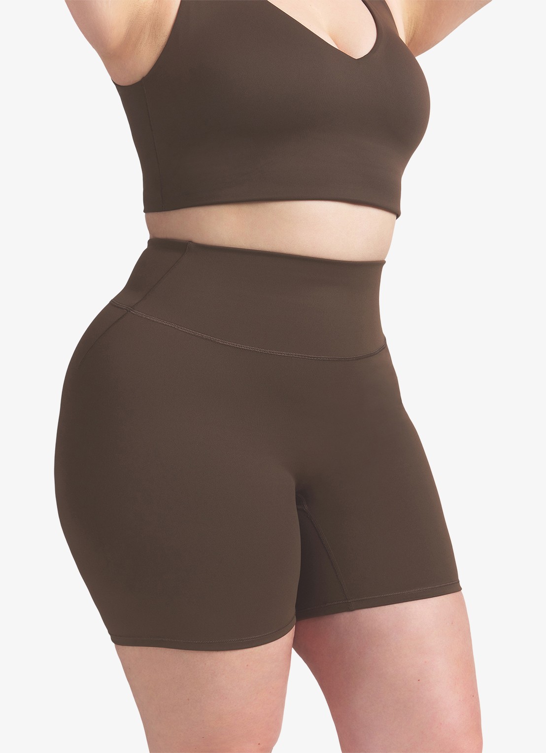 NikeSKIMS Matte high waist skinny fit korte trainingslegging - detail lichtbruin