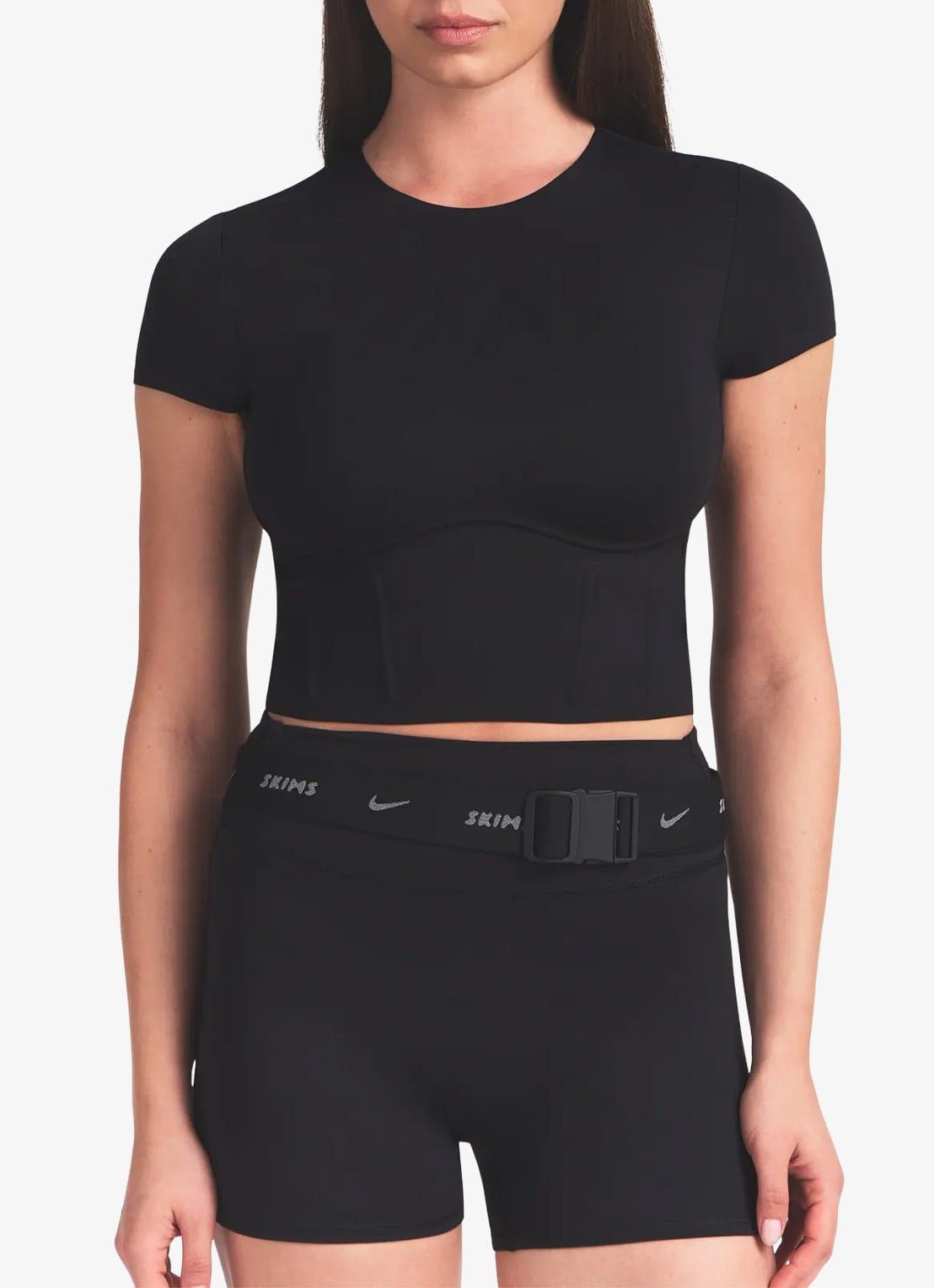 NikeSKIMS Matte trainings crop top met stretch - detail 4 zwart