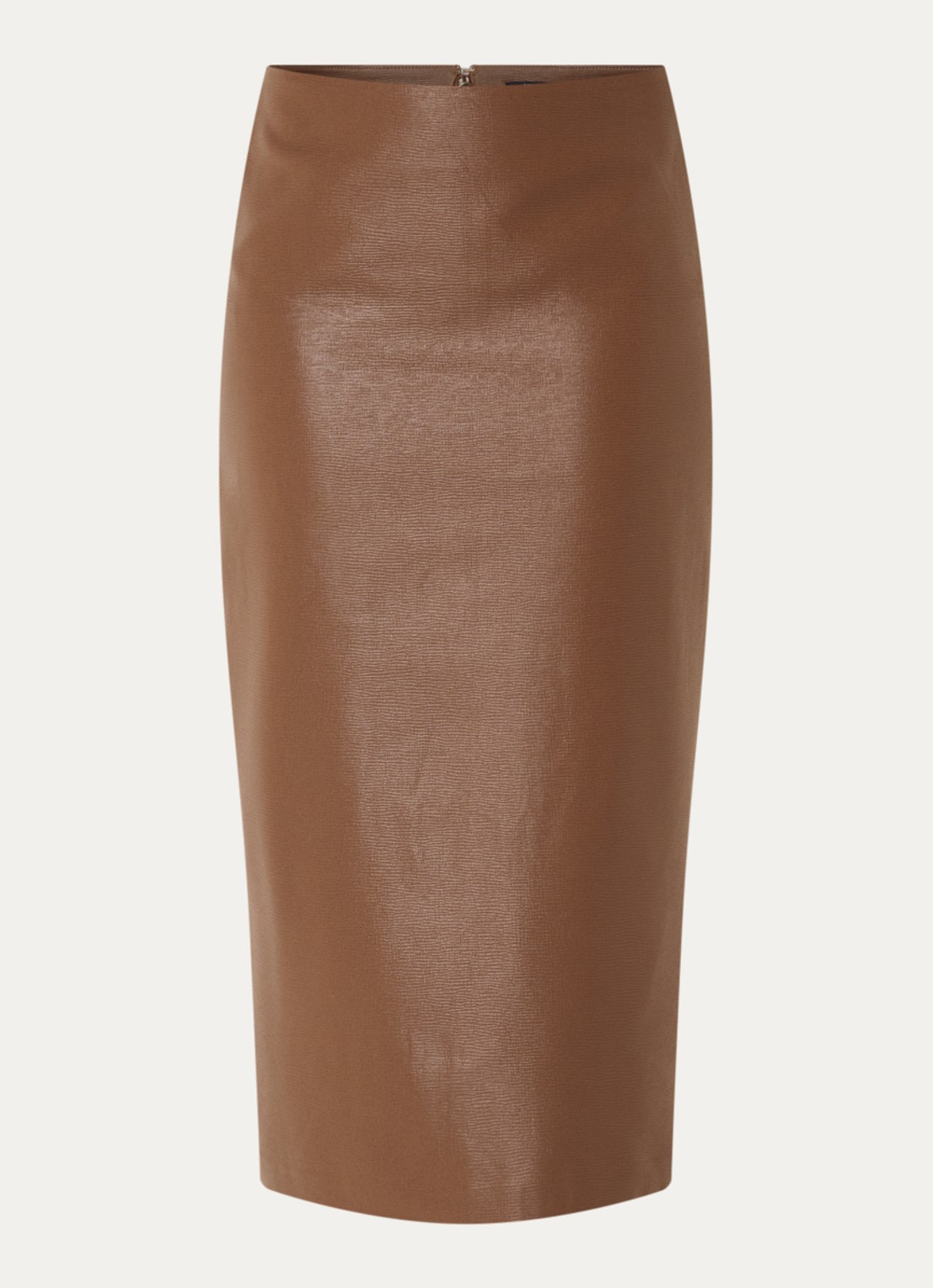 NIKKIE Aelena midi rok van imitatieleer met split - voorkant cognac